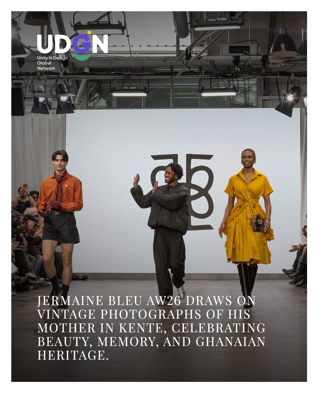 Designer : Jermaine Bleu
AW26 presented at London Fashion Week explores memory, identity and Ghanaian heritage. Drawing from vintage photographs of his mother in kente, the collection reframes personal history through contemporary tailoring and slow, sustainable craftsmanship.
A study in beauty, legacy and cultural storytelling.
Presented with UDGN at London Fashion Week.
Partnerships with @fashionscout @themodelsmode
Photography @studio_karinekong
Models:
@hillaryy_a @vibewitmeer @persisjonesss @tata905 @rudisimpson @sanskritik_modelling @ambberin @tomi_adetona @_jck14 @osazekor
Makeup
@aofmakeup @mandygakhal @dermalogicauk
Hair: @unite_hair_uk @unite_hairtv @naradkutowaroo @sallybeautyuk
#UDGN #JermaineBleu #LondonFashionWeek #LFW #AW26 GhanaianHeritage SustainableFashion AfricanDesigners RunwayShow CulturalStorytelling