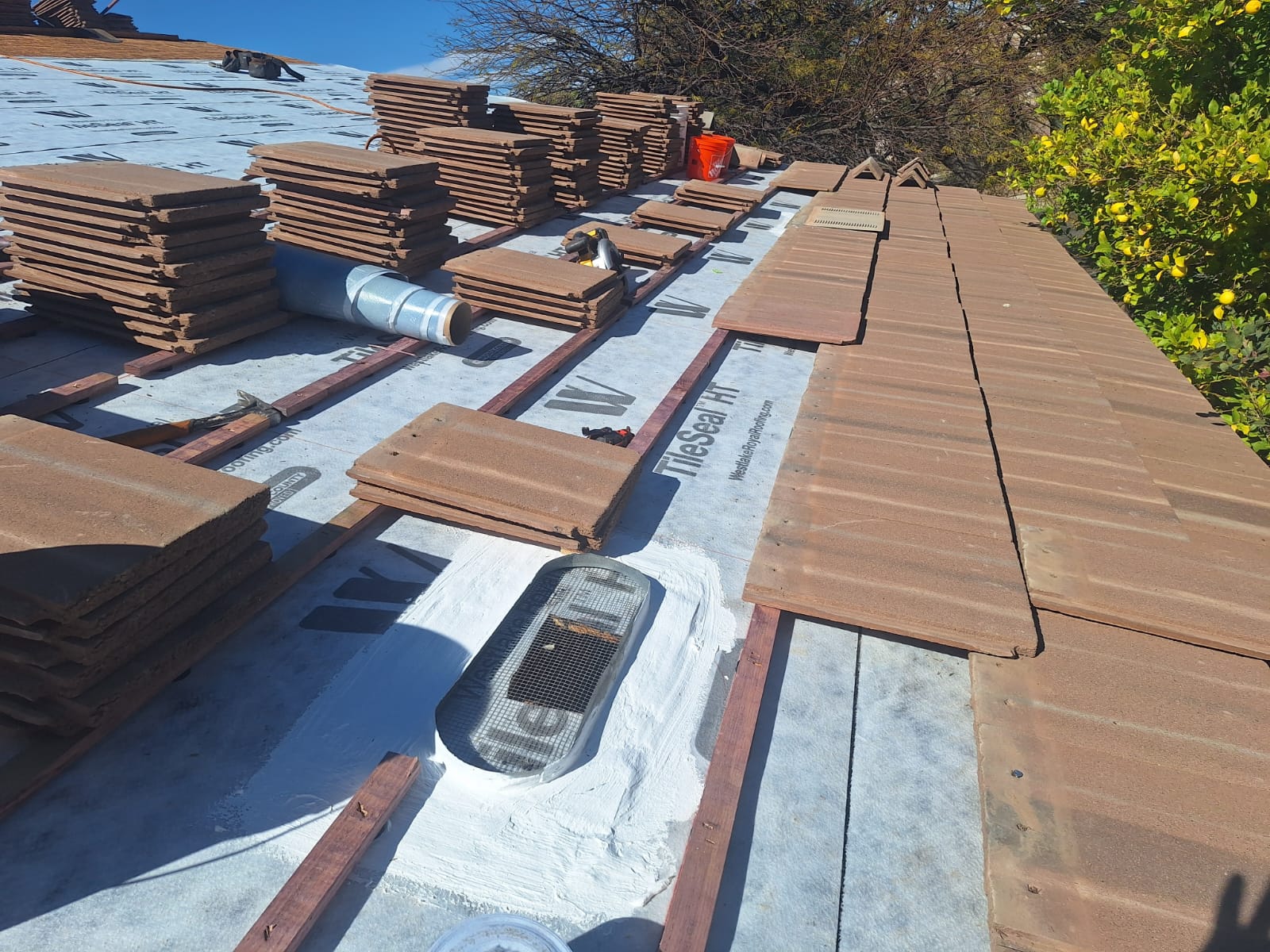 Another Cool Roof Going Down in Tucson, AZ! 🏠☀️
Check out this tile roof transformation in progress! We're installing a Westlake Royal Cool Roof System with complete detach and reset of the tiles.
Why "cool roof"?
In Tucson's brutal heat, traditional roofs can hit 160°F+ and turn your attic into an oven. This Westlake system reflects up to 53% of the sun's energy back into the atmosphere instead of into your home. That means:
💰 Lower AC bills (your wallet will thank you)
🌡️ Cooler attic temps year-round
🏠 Longer roof life (less thermal stress = less damage)
♻️ Better for the environment
We completely removed the tiles, installed the new cool roof underlayment system with vented battens for airflow, and we're carefully resetting each tile. No shortcuts, just quality work that'll protect this home for decades.
Fun fact: This system uses natural convection to keep air moving under the tiles. No electricity, no moving parts, just smart engineering! 🌬️