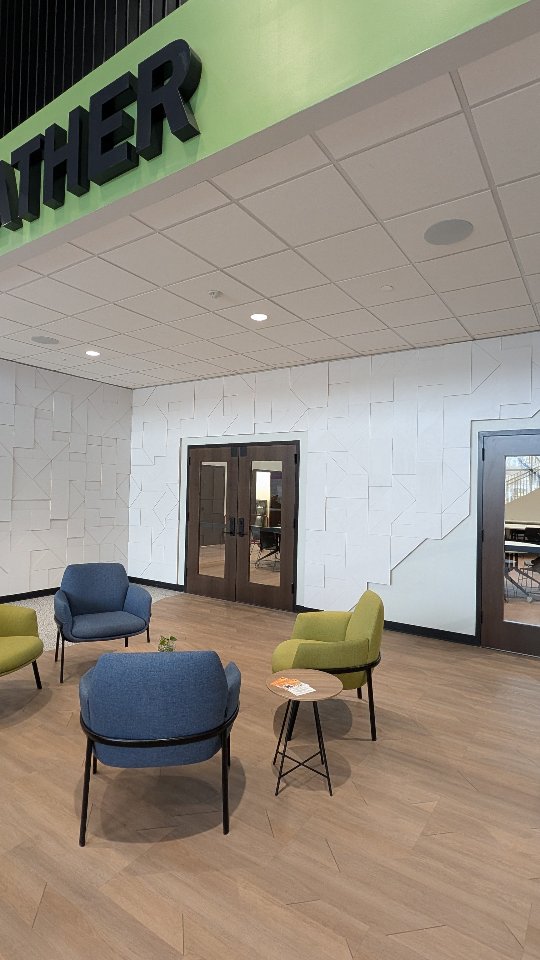 It's been a pleasure working with @amplify_gr and @rockfordconstruction on pieces for @hub_07_gr
We wrapped up the donor wall this week. I giant mosaic of over 400 CNC'd plywood and laminate tiles of various thickness arranged by hand.
Stop by the Hub 07, grab a @lastmilecafe coffee at the cafe, relax, and see what patterns you can find in the chaos.
The tiles will soon be full of the names of donors that contribute to the Gather Campaign for the Hub 07 community center. Visit hub07.com to learn more.
Link in bio above to start your unique project.
#artinstallations #art #custommade