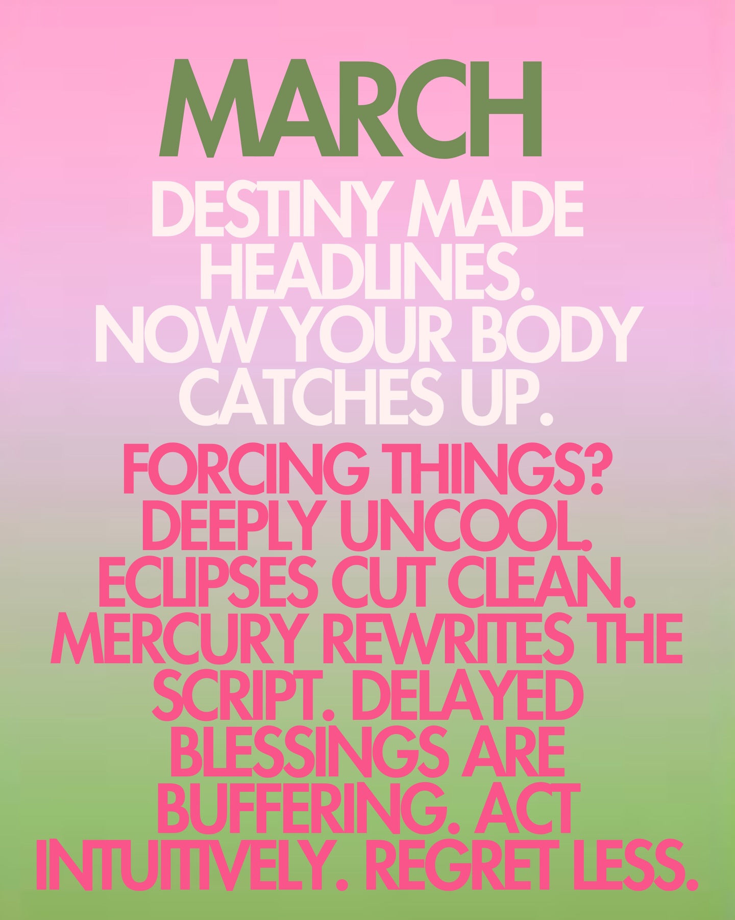 Mercury is confused.
The eclipses are not.
If it resurfaces, it’s relevant.
If it ends, it’s overdue.
We are no longer forcing timelines.
Flow is the flex.
See you on the other side of the rewrite.
March Horoscopes are live —> link in bio
#marchmadness #horoscope #virgolunareclipse
