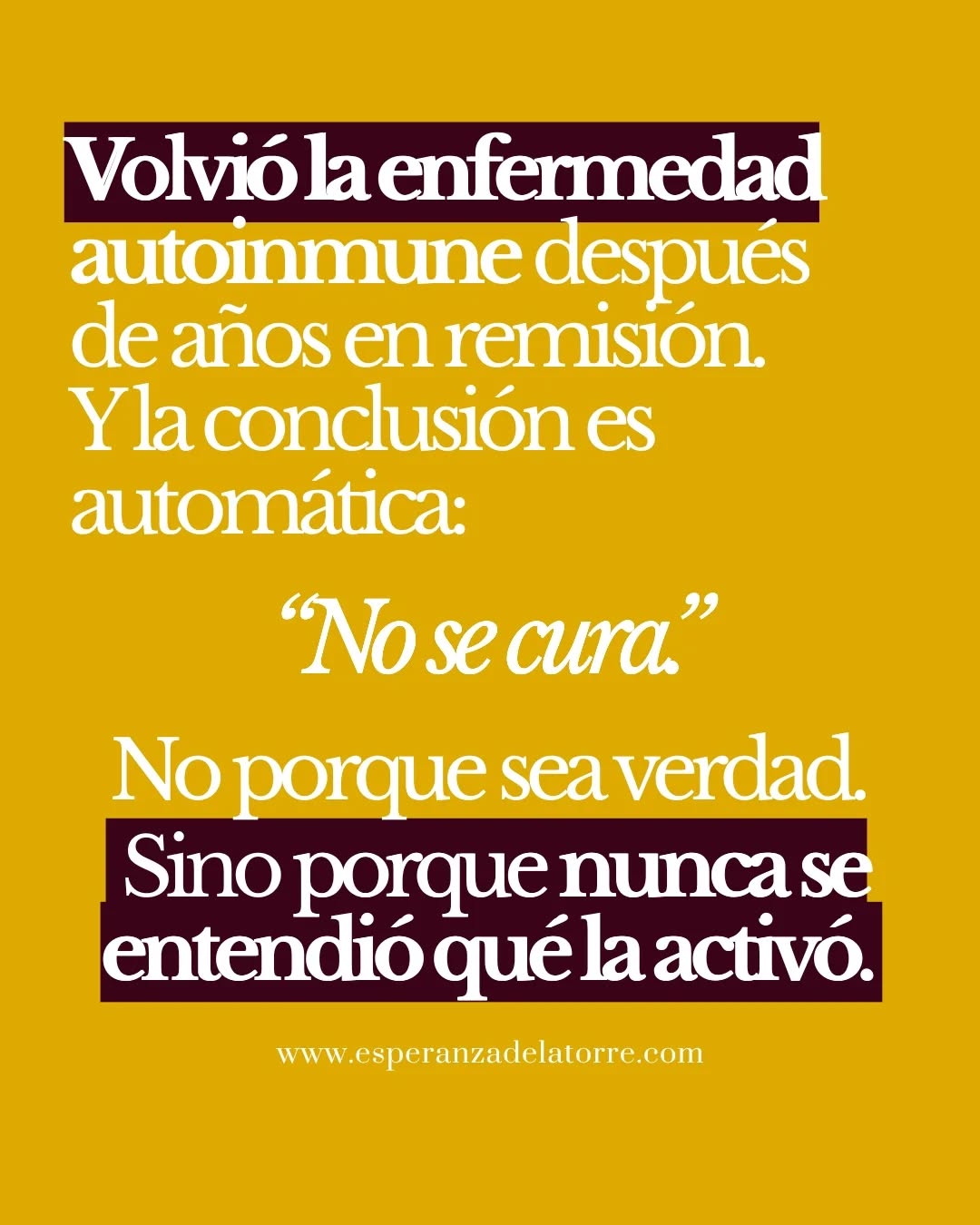 Lo entiendo.
๐๐จ ๐ฉ๐จ๐ซ๐ช๐ฎ๐ ๐๐ฌ๐ญรฉ ๐๐ ๐๐๐ฎ๐๐ซ๐๐จ con la conclusiรณn, sino porque comprendo el modelo desde el que estรก hablando.
Nos dijeron que el cuerpo puede equivocarse, mejorar un tiempo y, ๐ฌ๐ข๐ง ๐ซ๐๐ณรณ๐ง ๐๐ฉ๐๐ซ๐๐ง๐ญ๐, volver a hacer lo mismo.
Pero eso no ocurre asรญ.
El cuerpo no se equivoca.
No actรบa por azar.
No deja programas a medias ๐ง๐ข ๐ ๐ฎ๐๐ซ๐๐ ๐๐ซ๐ซ๐จ๐ซ๐๐ฌ โ๐๐ง ๐ฉ๐๐ฎ๐ฌ๐โ.
Cada proceso que activa tiene un sentido biolรณgico preciso.
๐๐ฌ ๐ฎ๐ง๐ ๐ซ๐๐ฌ๐ฉ๐ฎ๐๐ฌ๐ญ๐ ๐จ๐ซ๐๐๐ง๐๐๐ ante una percepciรณn concreta que viviรณ como amenaza o pรฉrdida.
Cuando esa percepciรณn deja de estar activa, el cuerpo detiene el proceso.
Y eso โ๐ฅ๐จ ๐ช๐ฎ๐ ๐๐ง ๐ฆ๐๐๐ข๐๐ข๐ง๐ ๐ฌ๐ ๐ฅ๐ฅ๐๐ฆ๐ย ๐ซ๐๐ฆ๐ข๐ฌ๐ขรณ๐งโ no fue una curaciรณn, sino el momento en que el organismo ya no necesitaba sostener esa respuesta.
Pero, si en ese tiempo no se comprendiรณย quรฉ percepciรณn activรณ aquel proceso, ni cรณmo sigue viva en la forma de percibir la vida, entonces ๐ง๐๐๐ ๐๐ฌ๐๐ง๐๐ข๐๐ฅ ๐๐๐ฆ๐๐ขรณ.
Es como una alarma que suena cuando alguien pasa frente al mismo sensor. Si no sabes dรณnde estรก ni por quรฉ se activa, ๐๐ซ๐๐๐ซรก๐ฌ ๐ช๐ฎ๐ ๐ฌ๐ฎ๐๐ง๐ ๐ฌ๐ข๐ง ๐ฆ๐จ๐ญ๐ข๐ฏ๐จ.
Pero no es azar: ๐๐ฌ ๐๐ฑ๐๐๐ญ๐ข๐ญ๐ฎ๐.
En este caso concreto, si desde un inicio ๐ฌ๐ ๐ก๐ฎ๐๐ข๐๐ซ๐ ๐๐จ๐ฆ๐ฉ๐ซ๐๐ง๐๐ข๐๐จ ๐๐ฅ ๐ฌ๐๐ง๐ญ๐ข๐๐จ de lo que activรณ su proceso, habrรญa sido posible trabajar sobre esa percepciรณn durante todos estos aรฑos.
Y quizรก, incluso ๐ฏ๐ข๐ฏ๐ข๐๐ง๐๐จ ๐๐ฅ๐ ๐จ ๐ฉ๐๐ซ๐๐๐ข๐๐จ, el cuerpo no habrรญa necesitado responder del mismo modo.
Esa es ๐ฅ๐ ๐ฏ๐๐ซ๐๐๐๐๐ซ๐ ๐๐ข๐๐๐ซ๐๐ง๐๐ข๐ ๐๐ง๐ญ๐ซ๐ย ๐ซ๐๐ฆ๐ข๐ฌ๐ขรณ๐งย ๐ฒย ๐ซ๐๐ฌ๐จ๐ฅ๐ฎ๐๐ขรณ๐ง:
- la primera depende del tiempo y la suerte, es circunstancial;
- la segunda implica comprender, integrar y transformar la percepciรณn que activรณ el conflicto.
La verdadera resoluciรณn llega cuando ๐๐ฅ ๐๐ฎ๐๐ซ๐ฉ๐จ ๐ฒ๐ ๐ง๐จ ๐ง๐๐๐๐ฌ๐ข๐ญ๐ ๐๐๐๐ฉ๐ญ๐๐ซ๐ฌ๐ a esa vivencia.
Y el dรญa que...
๐๐ป CONTINรA EN COMENTARIOS ๐๐ป