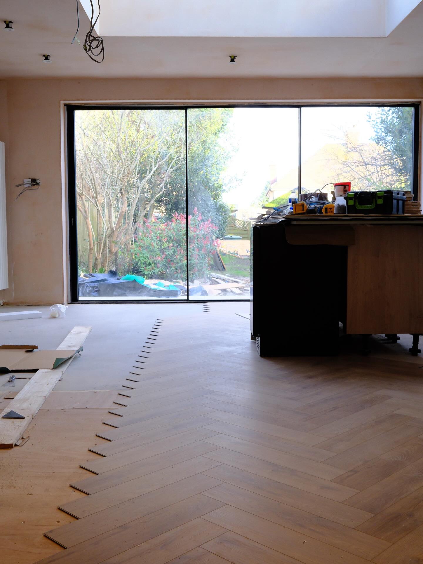Herringbone LVT installation underway at our Royal Tunbridge Wells project.
We’re now just weeks away from handover, with final details being carefully finished. It’s been a smooth, exciting build and we’re looking forward to completing.
SOHO Developments | High-end builds & Refurbishments