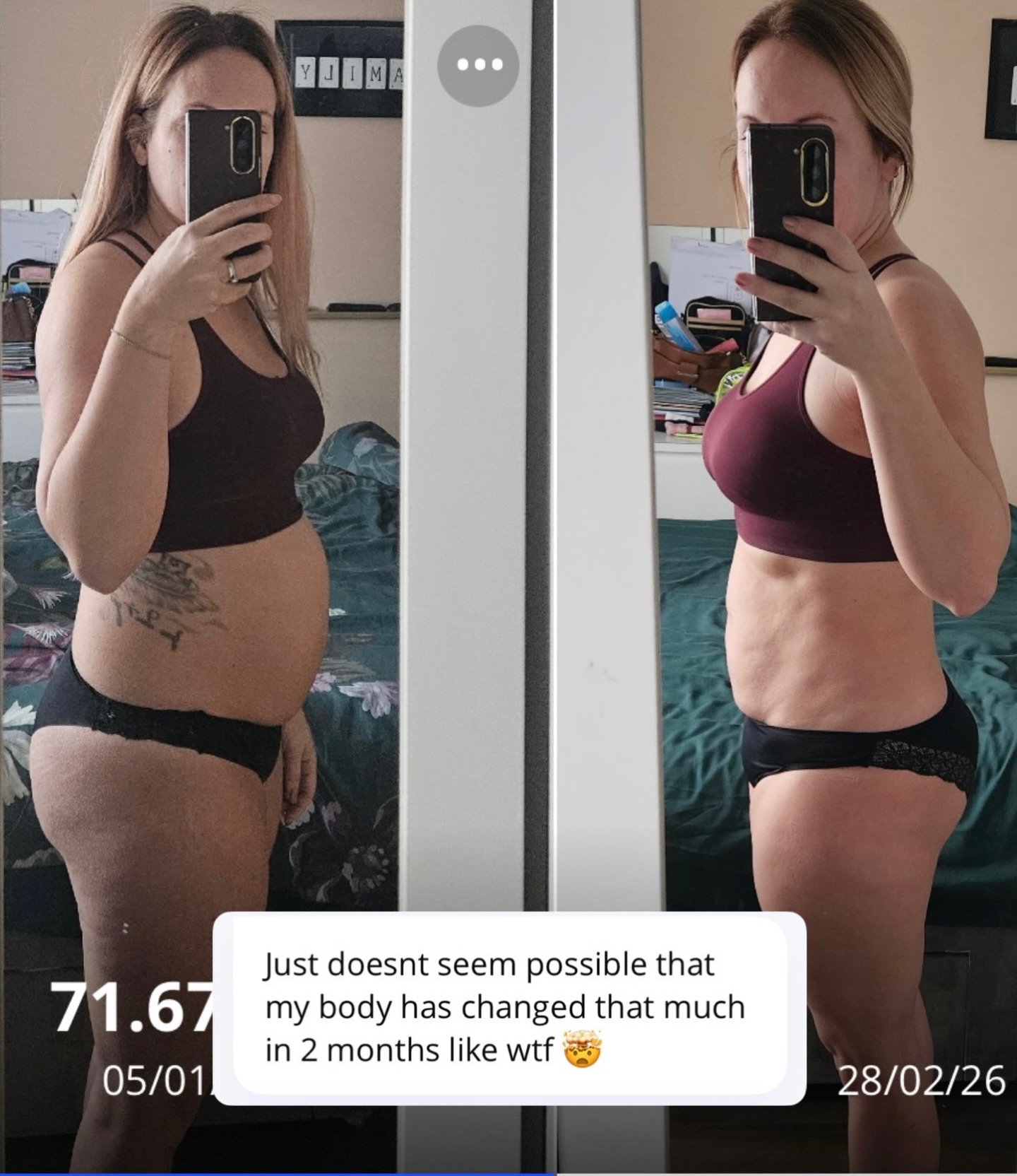 🙊 The most SIMPLE things make this happen👇
Normally mums stop and start, life gets in the way, we give up before the magic happens 😭
Zoe’s been beavering away in my Kate’s Mum Fit Club app 😆👏. This is the place to keep on track 🏆
👑 14.5cm off waist + hips IN 4 WEEKS 🤯
👑 C section scar no longer pulls
👑 No longer feels bloated
👑 Enjoying new confidence
1️⃣ Doing the short workouts I schedule Mon - Fri
2️⃣ Stopped focusing on scales because they made her feel demotivated
3️⃣ Taking notice of my advice her inbox daily
4️⃣ Less mindless snacking
5️⃣ Finally ditched the scales because the fact they hardly changed seems like a joke 🎉
I’ll be honest - that’s it!
I truly believe if everyone feels good about what they’re doing then they’ll keep doing it .
Stack up the small wins, TRUST THE PROCESS, it happens 🏆
I’m so proud of Zoe and she’s another mum who I feel I’ve got close to like hundreds (thousands?!) of you ladies as I’ve watched her journey unfold 🫶🫶
I don’t feel like a COACH in my app, I feel like a friend 🥹
Zoe is doing the RESET this March and I’m genuinely excited 🙌
➡️ if you’re fed up of falling down that spiral every time you jump on the scales, have a bad day then you NEED a RESET! Link in bio or msg me 💖
#katesmumfitclub #workoutsformums #mummymotivation