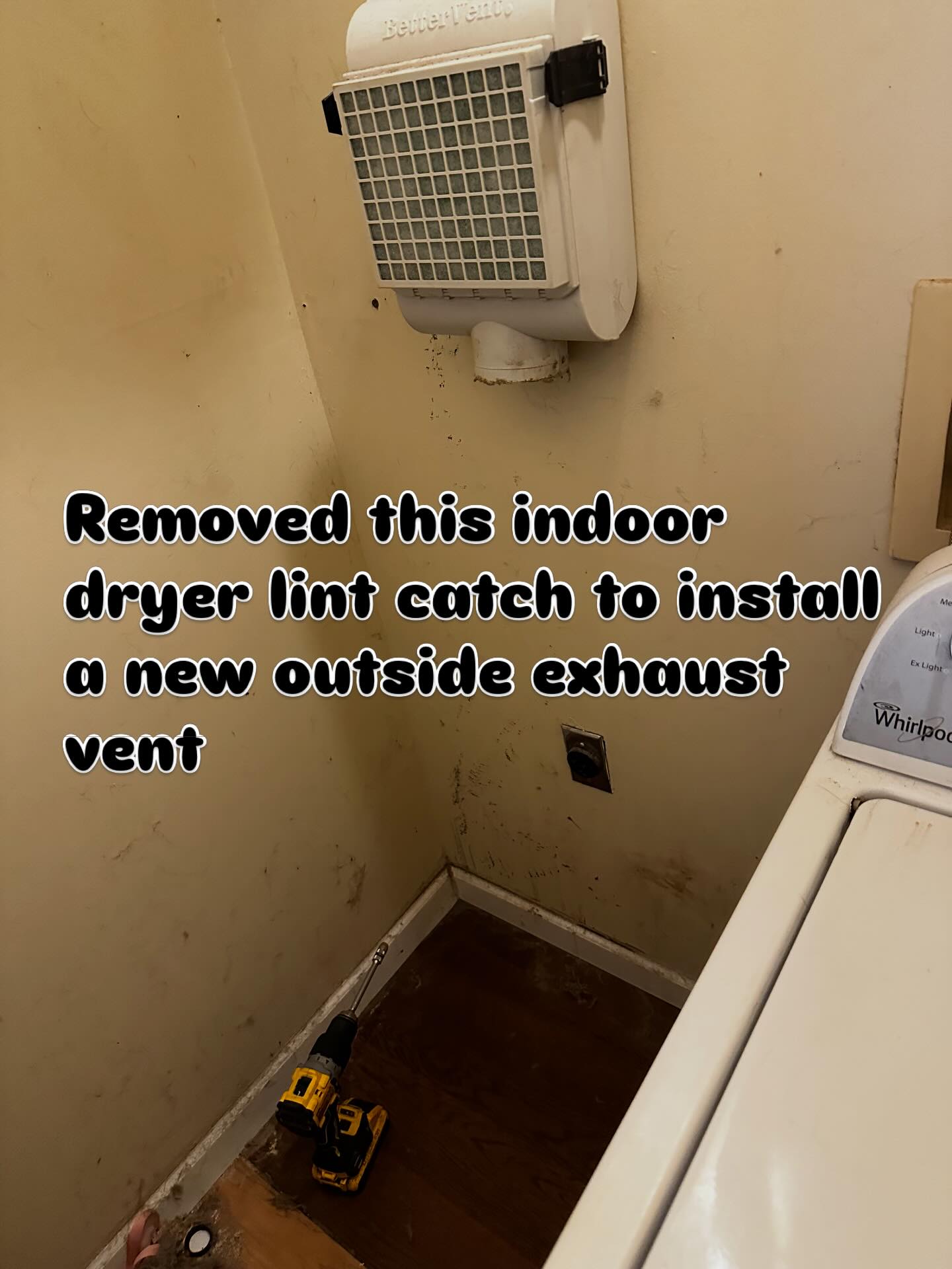 I'm happy to share my latest project - an external dryer vent installation for a repeat customer. We previously worked together to fix a ceiling leak caused by a faulty toilet seal. This time, I removed an indoor lint catch box, drilled 4" holes through the floor and outside wall, and installed a new venting system with flex and hard pipes. Additionally, I repaired the ceiling with new drywall, tape, and compound. Once dry, I'll return to sand, prime, and paint. Thanks for choosing me again! www.handymaneliteusa.com or 678-343-0130. Find us on Facebook, Yelp, Google, and Instagram.