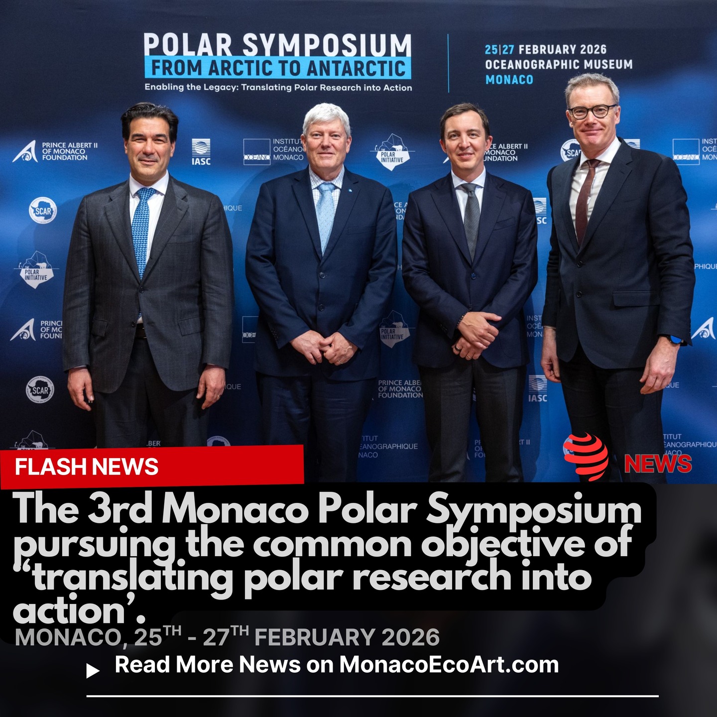 @mo.eco_art #flash #news #polar #symposium #monaco #montecarlo #oceanomonaco 🇲🇨❄️🐻❄️🐧 The third #edition of the Monaco Polar Symposium, held from the 25th to the 27th February 2026 at the @oceanomonaco, has just reunited Arctic and Antarctic expert #community pursuing the common #objective of “translating polar #research into #action” through a proactive cooperation, in the name of #continuity and the desire for #change 🧊🌐 This high-profile event, co-organised by the Fondation Prince Albert II de Monaco, the Scientific Committee on Antarctic Research (SCAR), the International Arctic Science Committee (IASC), and the Musée Océanographique de Monaco, has been debating how polar #regions are decisive in tipping the balance of global climate, affecting #oceans, ecosystems, and societies at #global scale 👥🌡️This year’s rendezvous wanted to support and encourage scientific #observations, open-data #sharing and cross-national #team working to reinforce #knowledge and #awareness 🤍The peer-to-peer exhange of ideas aimed also to advance the upcoming Fifth International Polar Year (IPY-5) in the years 2032-33 addressed to scientists, indigenous communities, and global stakeholders to find applicable climate mitigation and adaptation solutions 🔹 Robert Calcagno, Director General of the Institut Océanographique de Monaco and Interim President of CIESM, together with other participants, including Prof. Jiuxin Shi, Lars Kullerud, Prof. Bettine van Vuuren, Prof. Nicole Webster, Daniela Liggett, Yitong Chen, Prof. Gary Wilson and Yitong Chen, opened the pre-event session, underlining the crucial role played by Polar Regions to forge both biodiversity and human stability (governance) 🔹 The afternoon debate focused in particular on: 1. International collaboration in times of uncertainties; 2. Funding Innovation, Equity and New Models; 3. From Research to Action: Shaping Flagship Initiative 🎨🐾Meanwhile, the exhibition “Peace through Science” by @johnbweller, American #wildlife photographer and filmaker, was unveiled at the Musée Océanographique 📸 © ©Philippe Fitte / FPA2 @fondationprincealbert2 @scar.antarcti @iasc_arctic - Layout and Contents: © MonacoEcoArt.com