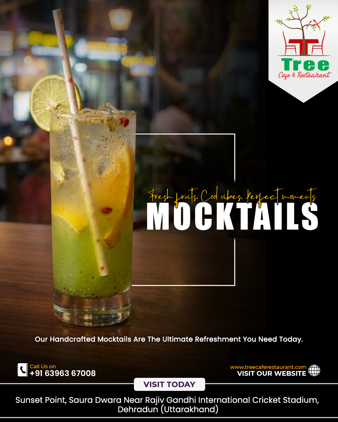 Fresh, colorful, and super refreshing 🍹✨
Sip into happiness with our handcrafted mocktails perfect for chilling evenings and great vibes. Visit us today and taste the freshness! 🌿🍋
#mocktails #freshmocktails #treecafeandrestaurant #dehraduncafe #coolvibes #refreshingdrinks #cafelife