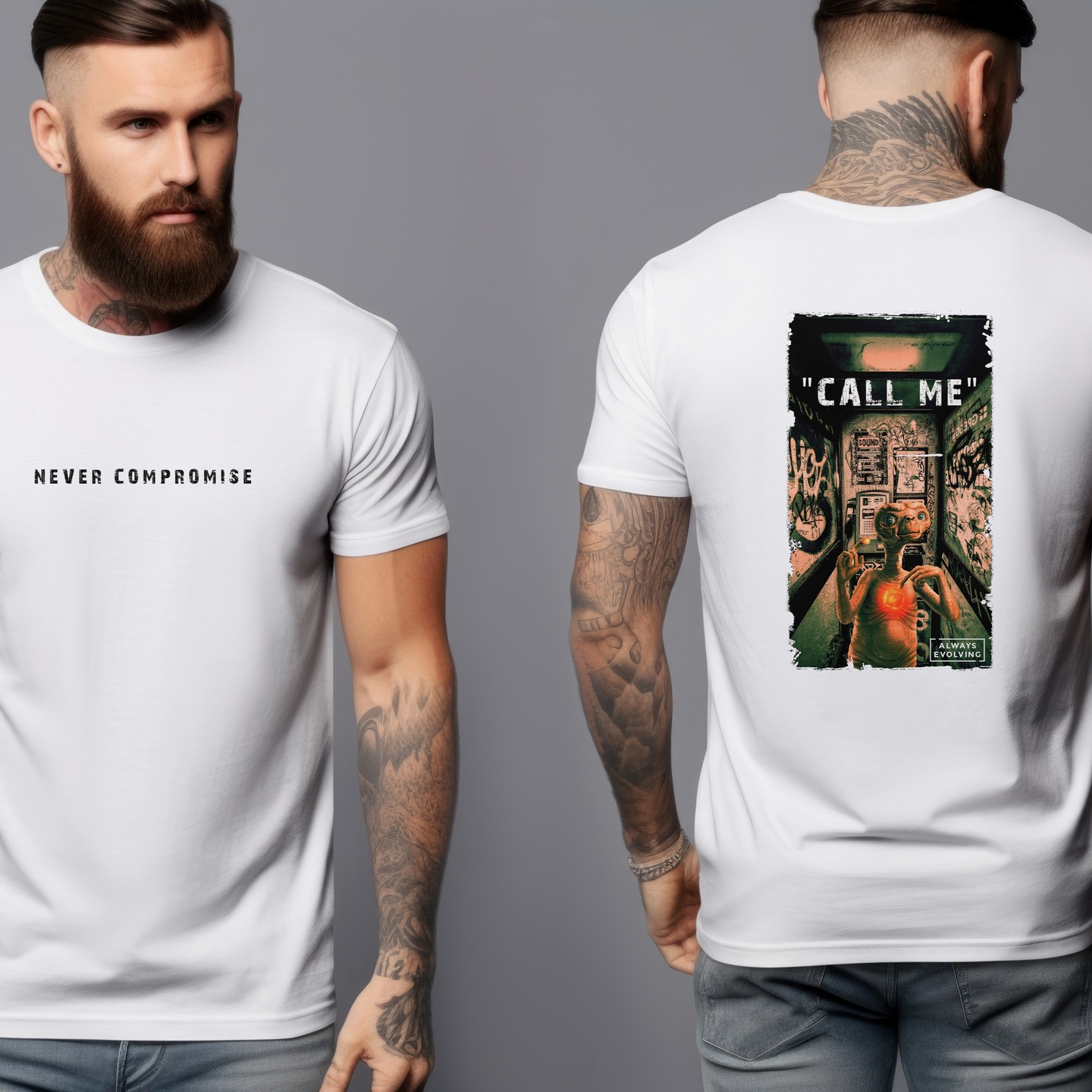 Playing around whilst out and about in Glasgow today got me looking at some new t-shirt concepts for the "Always Evolving" clothing brand, What do you think?
Always Evoving, Always Unique, Always Yourself. Never Compromising.
This is the ethos behind the brand and I'm really looking forward to start pushing these products to market.
#Design #Clothing #Branding #Merchandising