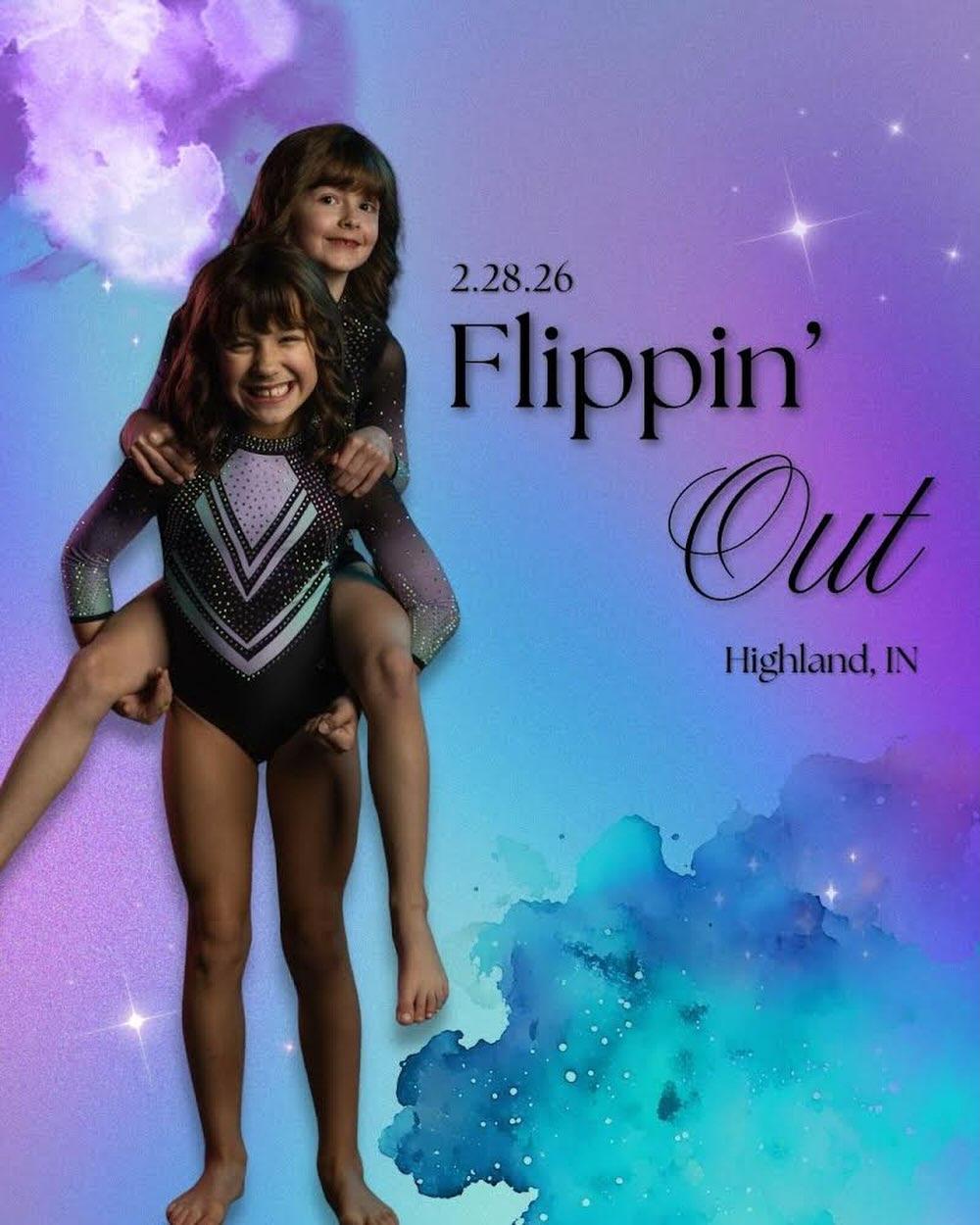 It’s ✨meet week!✨ Good luck to our limited travel & optional teams at Flippin’ Out in Highland this weekend!💜🩵