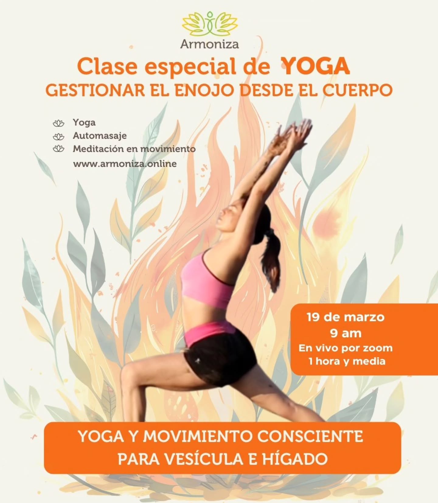 🌿 Gestionar el enojo desde el cuerpo
Yoga para hígado y vesícula biliar
Una clase online en vivo para transformar la tensión, la frustración y el enojo en claridad, acción y equilibrio interno.
A través de:
🧘♀️ Yoga
🌬️ Respiración guiada
💆♀️ Automasaje con digitopuntura
🌊 Movimiento somático y expresivo
🧘♂️ Meditación guiada
Trabajaremos los meridianos de hígado y vesícula biliar según la medicina china, órganos profundamente relacionados con emociones como:
🔥 enojo
😣 frustración
😤 irritabilidad
💭 resentimiento
⚡ estrés acumulado
Cuando estas emociones se reprimen o se acumulan, la energía se estanca y puede manifestarse como:
• tensión en cuello y hombros
• dolores de cabeza
• mareos y ojos cansados
• problemas digestivos
• indecisión o irritabilidad
En esta práctica aprenderás a escuchar el enojo desde el cuerpo y transformarlo en movimiento, claridad y acción, liberando el estancamiento físico y emocional.
✨ No se trata de reprimir el enojo, sino de darle un canal consciente para que se transforme.
📅 Jueves 19 de marzo
⏰ 9:00 am
💻 En vivo por Zoom
⏳ Duración: 1.5 horas
💰 Costo: $150
🎥 Incluye grabación de la clase
Enlace para inscribirte en los enlaces de mi biografía, o déjame un comentario en esta publicación y te lo envio a tus mensajes directos 💕✨🙌🏻
💚 Fortalece la conexión entre cuerpo, mente y emociones para vivir con mayor equilibrio en tu día a día.