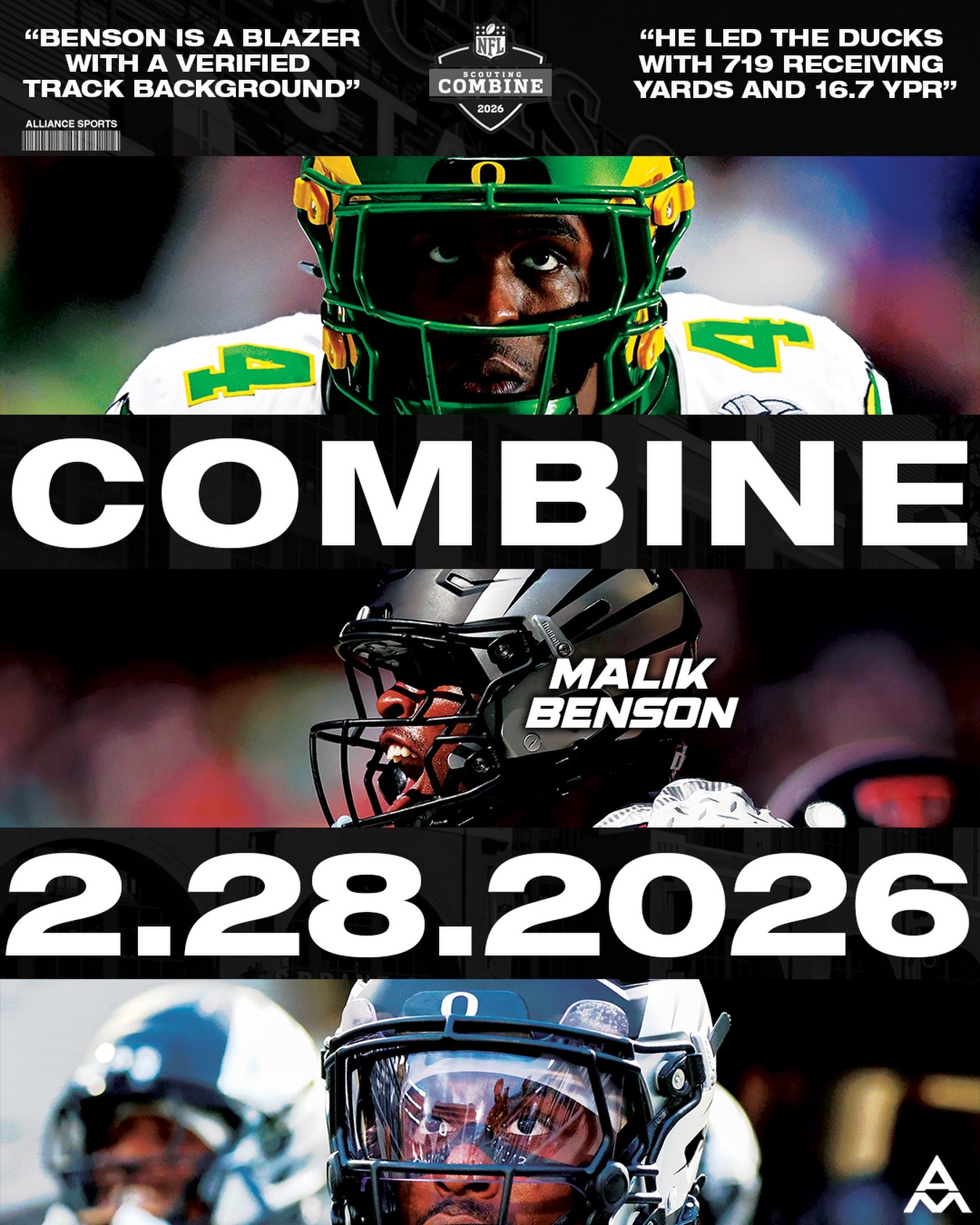 @malik_benson5 ready to light up the combine today and put his speed on display. Tune in to NFL Network at 1 PM EST to watch him show out.