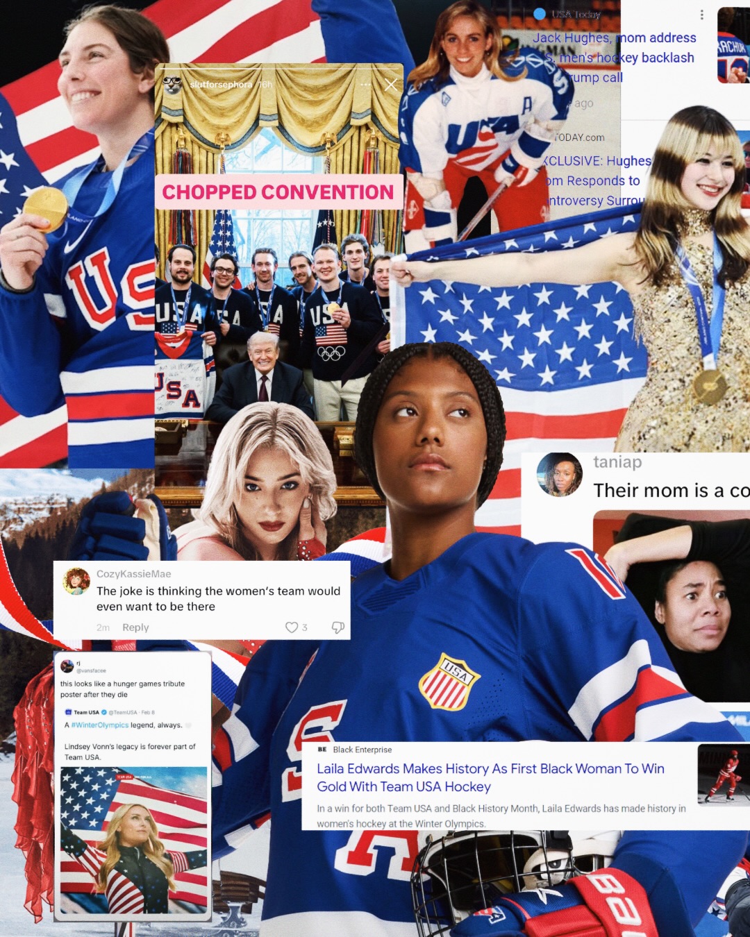 So, the Olympic Games have come to a close. With that came a swift return to reality. One can’t help but get swept up in the stories of athletes who have dedicated their entire lives to their craft. This year, we saw barriers break down. Now immortalized in the headline by Abby Monteil for Them, “Alt, Gay, and From New Jersey”, the “blade angels” were standouts amongst US athletes competing on the main stage.
With her aesthetic breaking the ever-impossible to achieve ice princess archetype, Alyssa Lui took home the gold. In regards to her comeback, she stated with effervescent cheer and boldness, “no one is going to starve me.” Lui’s teammate, Amber Glenn, is openly queer. When asked about Trump’s impact during a press conference she stated, “It’s been a hard time for the community overall in this administration. It isn’t the first time that we’ve had to come together as a community and try and fight for our human rights.” Sadly, Glenn received threats and backlash for her bravery.
Possibly the most exciting achievement for the US came over the last weekend of the games, when both the men’s and women’s hockey teams took home the gold. You simply couldn’t avoid the patriotic energy that filled both cyberspace and conversations on the street. Who doesn’t love a monocultural moment in this era where they are so fleeting? With this win, 22-year-old Leila Edwards became the first Black American woman to receive the gold medal in hockey.
Sadly, for many celebrating these amazing accomplishments, locker room talk from the commander in chief himself was a reminder that our nation is still on thin ice. While many were enraged by the footage of the men’s team laughing at Trump’s joke that he “has to” invite the women’s team to the State of the Union address. I think it was more disgusting to watch them take the call at all. An invitation to the office of a misogynistic pig who brags about SA is hardly a prize.
So, what are your thoughts on the Olympic Games and their reflection of culture and politics?
📝 @beccaroo24