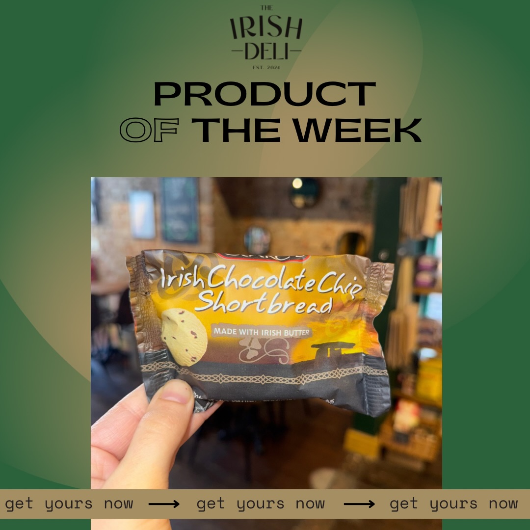 PRODUCT OF THE WEEK ☘️
Clare’s Irish Chocolate Chip Shortbread 🍪 Traditional Irish Butter shortbread with chunks of milk chocolate 😍
These little treats go PERFECT with a cuppa Barry’s Tea 🫖
We sell individually wrapped shortbreads as well as full packs to take home and share with the family ❤️
Drop by this week and pick some up from the Irish Deli ☘️