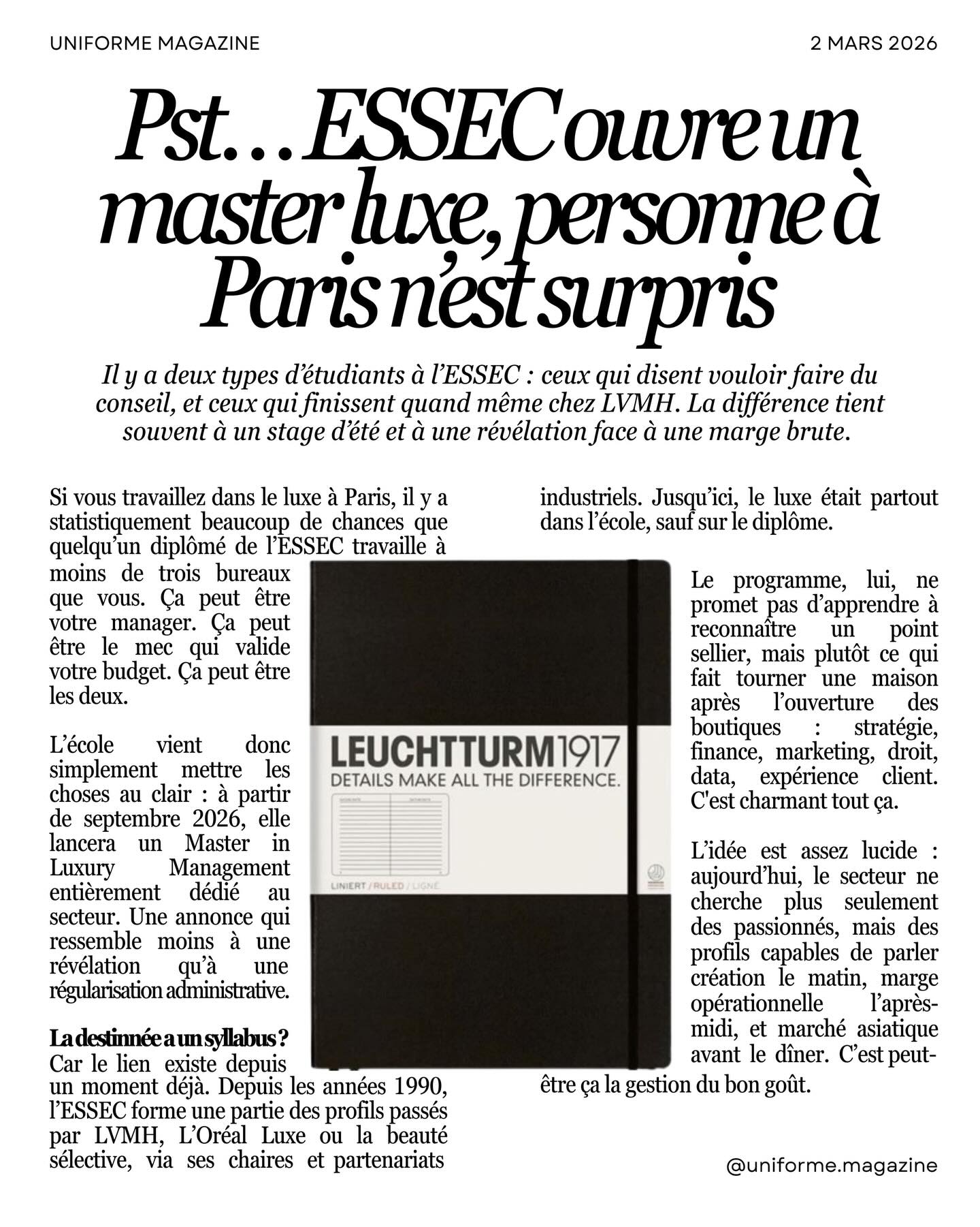 C’est peut être ça la gestion du bon goût.