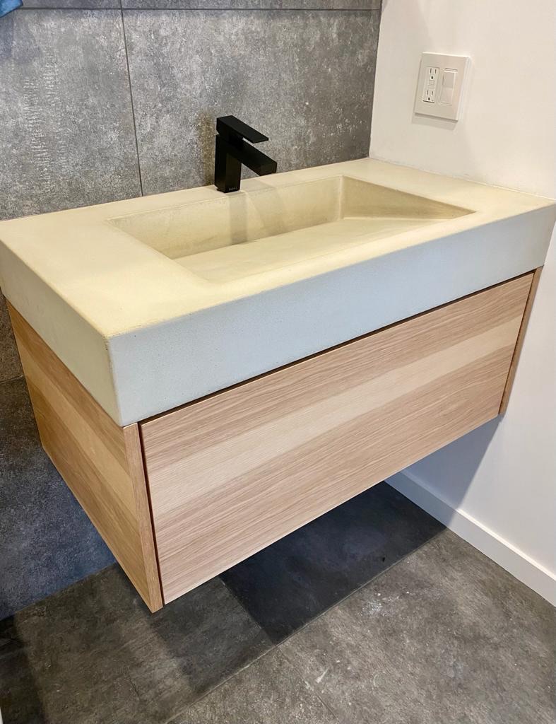 Handcrafted concrete.
Clean lines. Natural materials.
These custom floating vanities feature our handmade concrete sinks paired with warm wood cabinetry—designed to bring quiet luxury and durability into everyday spaces.
Every piece is made to order in custom sizes, finishes, and colours.
#concretesink #customvanity #bathroomdesign #handmadehome #cretestrom