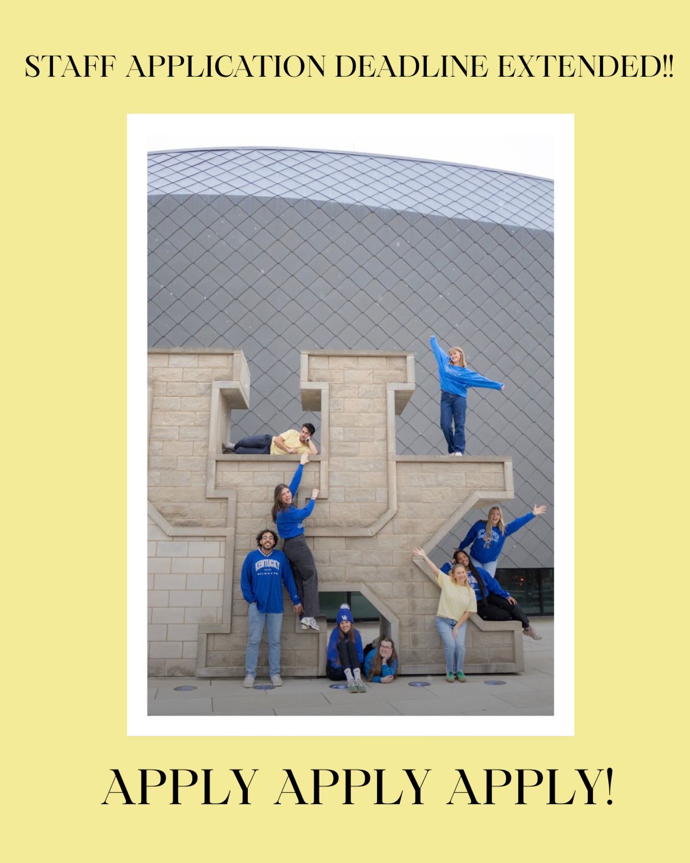 SURPRISE! We are extending the staff application deadline to mid/late March! Get those apps in! There is still time to join our team and be apart of what God is doing here at UK this summer!!!