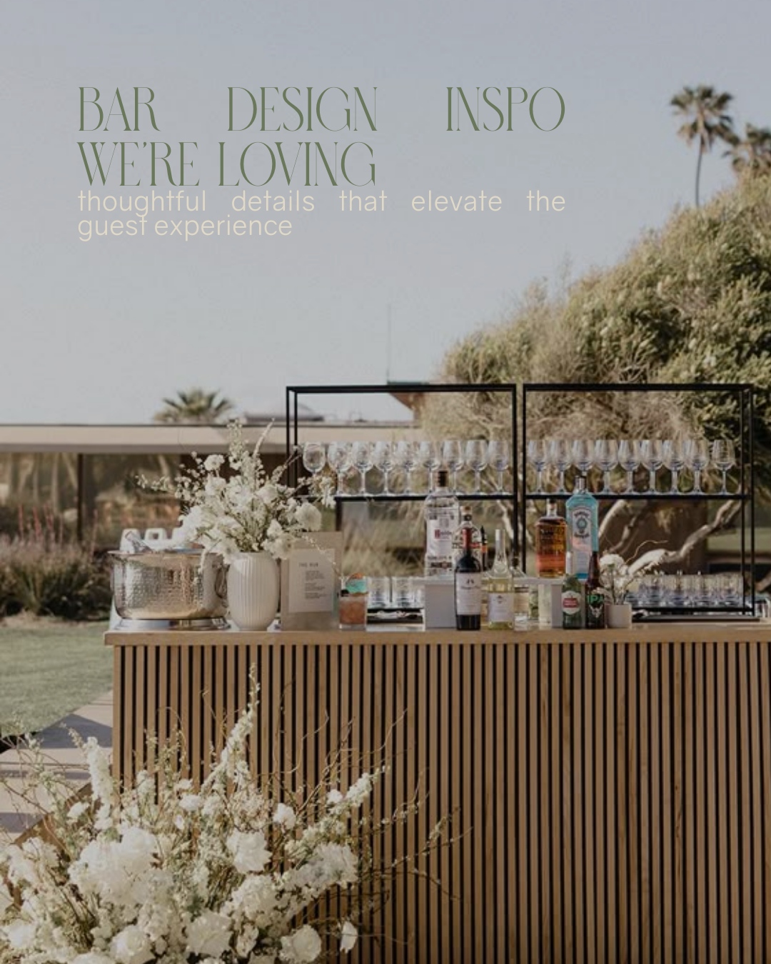 The bar is often one of the most visited spaces of the night and one of the most overlooked design opportunities.
From custom signage and signature drinks to thoughtfully styled glassware and layered details, these small touches help create a guest experience that feels seamless, intentional, and beautifully cohesive. Because the most memorable celebrations are built on thoughtful details. ✨