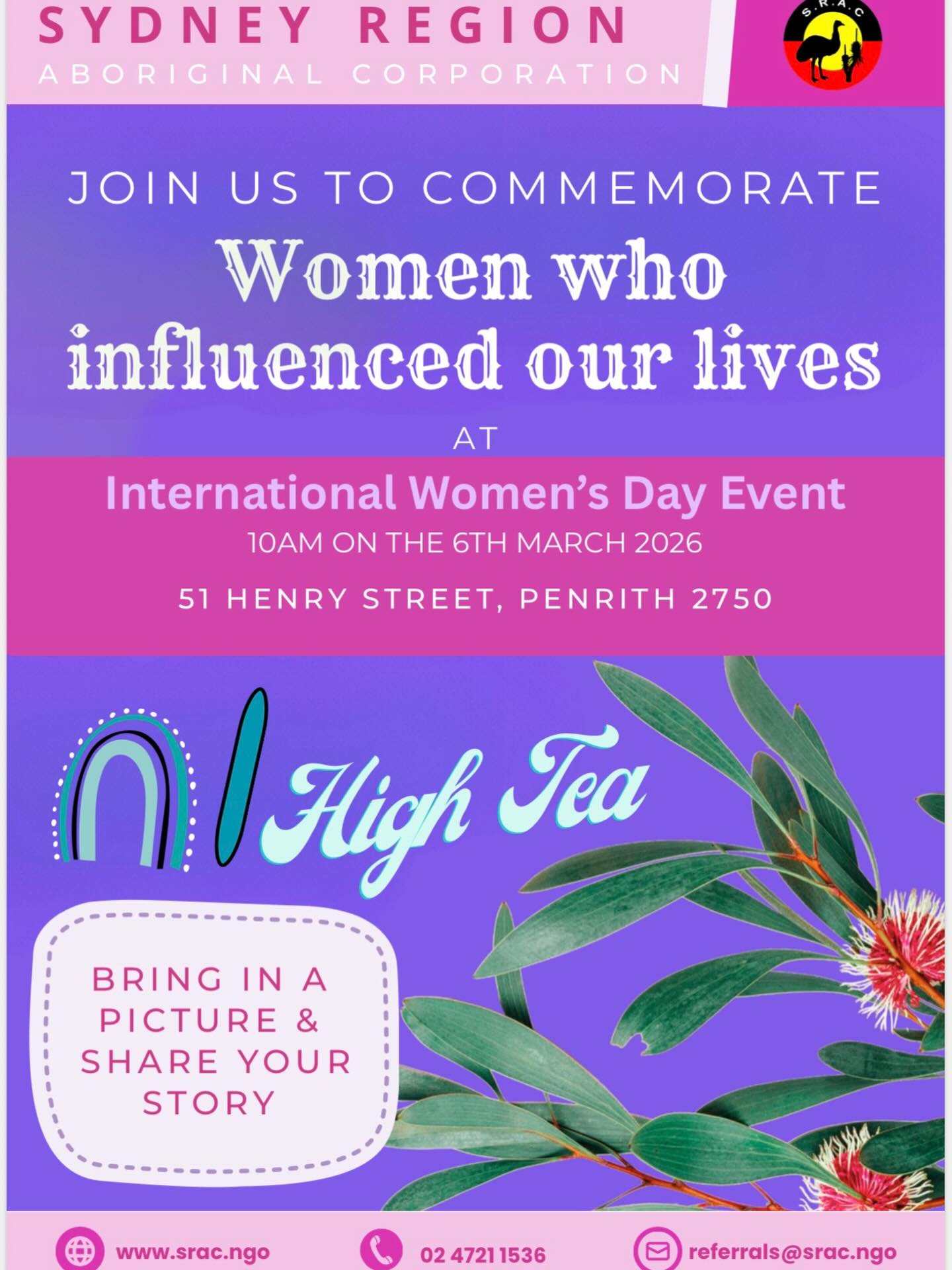 All of community are welcome! Please bring a photo of a woman who has been an influence in your life. We will be hosting a High Tea.