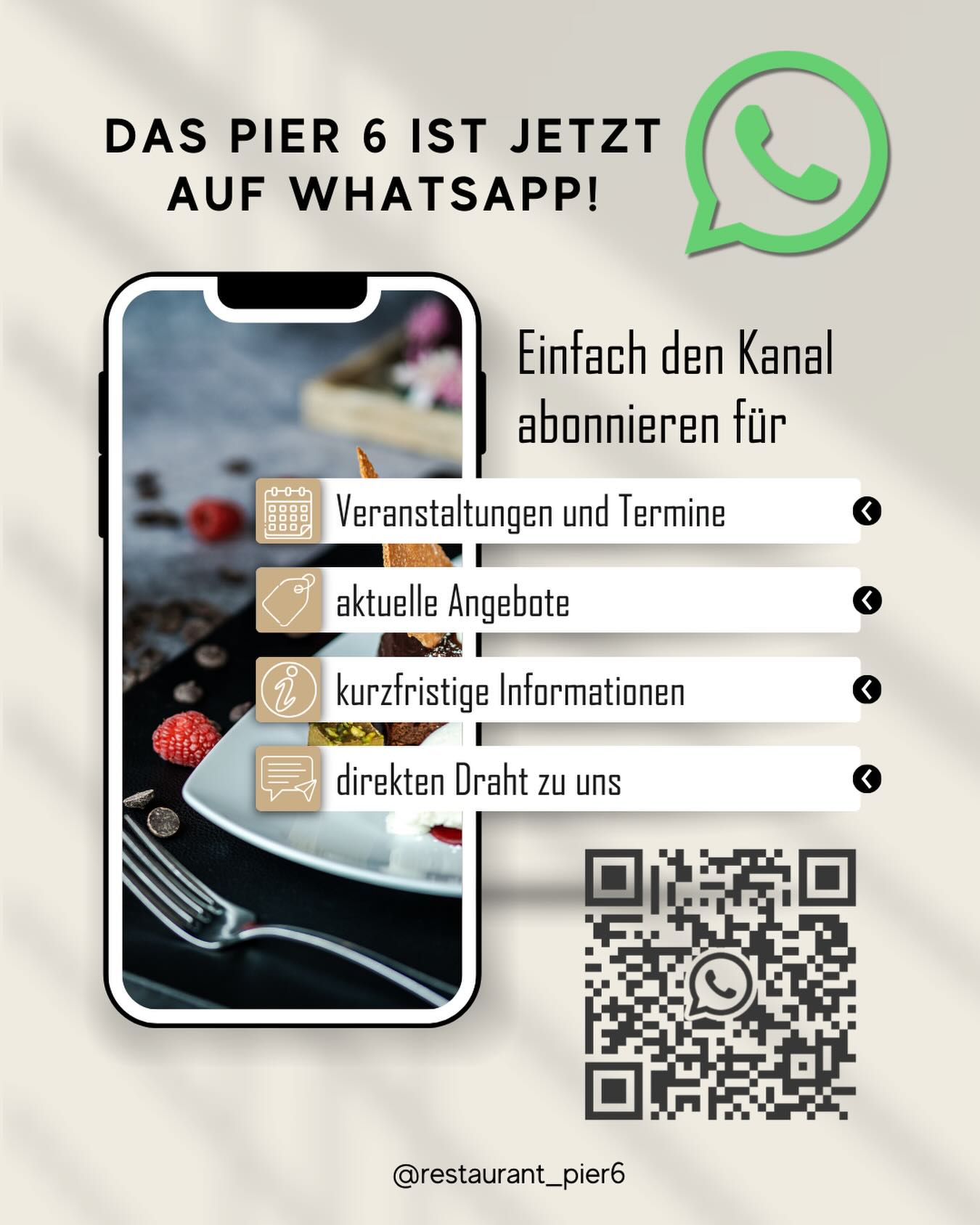 Ab sofort bekommt ihr alle Infos auch direkt auf WhatsApp!
#pier6 #whatsapp #bremerhaven