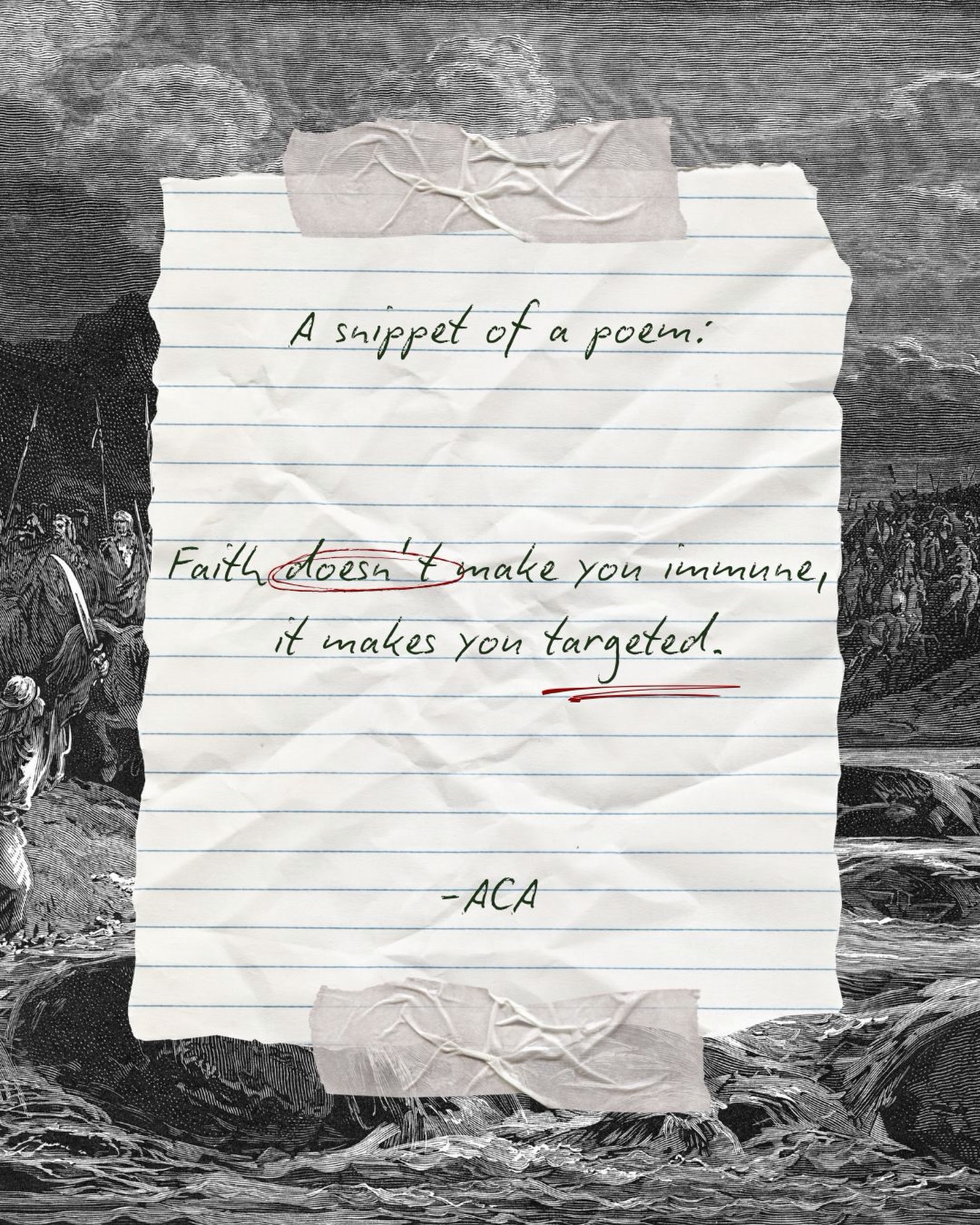 A small line from a poem in “Still Waters, Drawn Swords” that I have resonated with for the past couple weeks inspired by this verse:
“In this world you will have trouble. But take heart! I have overcome the world” - John 16:33
#christianpoetry #christianpoet #christianauthor #christianwriter #writingcommunityofinstagram