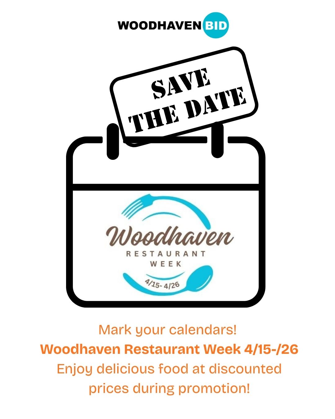 š
š“Save the Date - Woodhaven Restaurant Week from 4/15 to 4/26! Enjoy delicious food at discounted prices. More details to come in the next weeks as we finalize our list of participants.
š
š“Ā”Marquen sus calendarios - La Semana de Restaurantes de Woodhaven del 15 al 26 de abril! Ā”Disfrute de deliciosa comida a precios especiales! Tendremos mĆ”s detalles en las próximas semanas cuando finalicemos nuestra lista de participantes.
#woodhavenrestaurantweek2026
#woodhaven