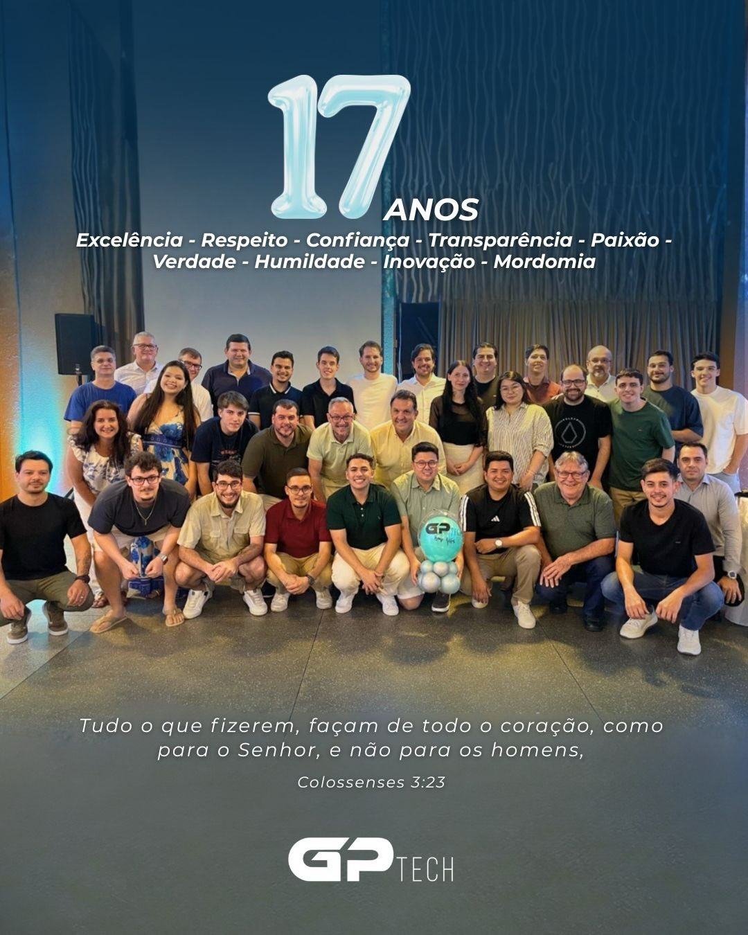 Há 17 anos, a GPTECH iniciava uma jornada movida por um propósito claro: transformar desafios em soluções inteligentes. Hoje, ao olharmos para trás, não vemos apenas anos que passaram, mas sim uma coleção de marcos, aprendizados e, acima de tudo, parcerias de sucesso.
Nesta retrospectiva, celebramos cada fase da nossa história. Nossos valores continuam sendo o nosso norte, e a inovação o nosso combustível. Mas o verdadeiro motor de tudo isso? O Time GPTECH. Pessoas talentosas que dedicam sua energia para entregar excelência todos os dias.
Obrigado a cada cliente, parceiro e colaborador que faz parte desses 17 anos. O futuro está logo ali, e estamos prontos para os próximos capítulos!