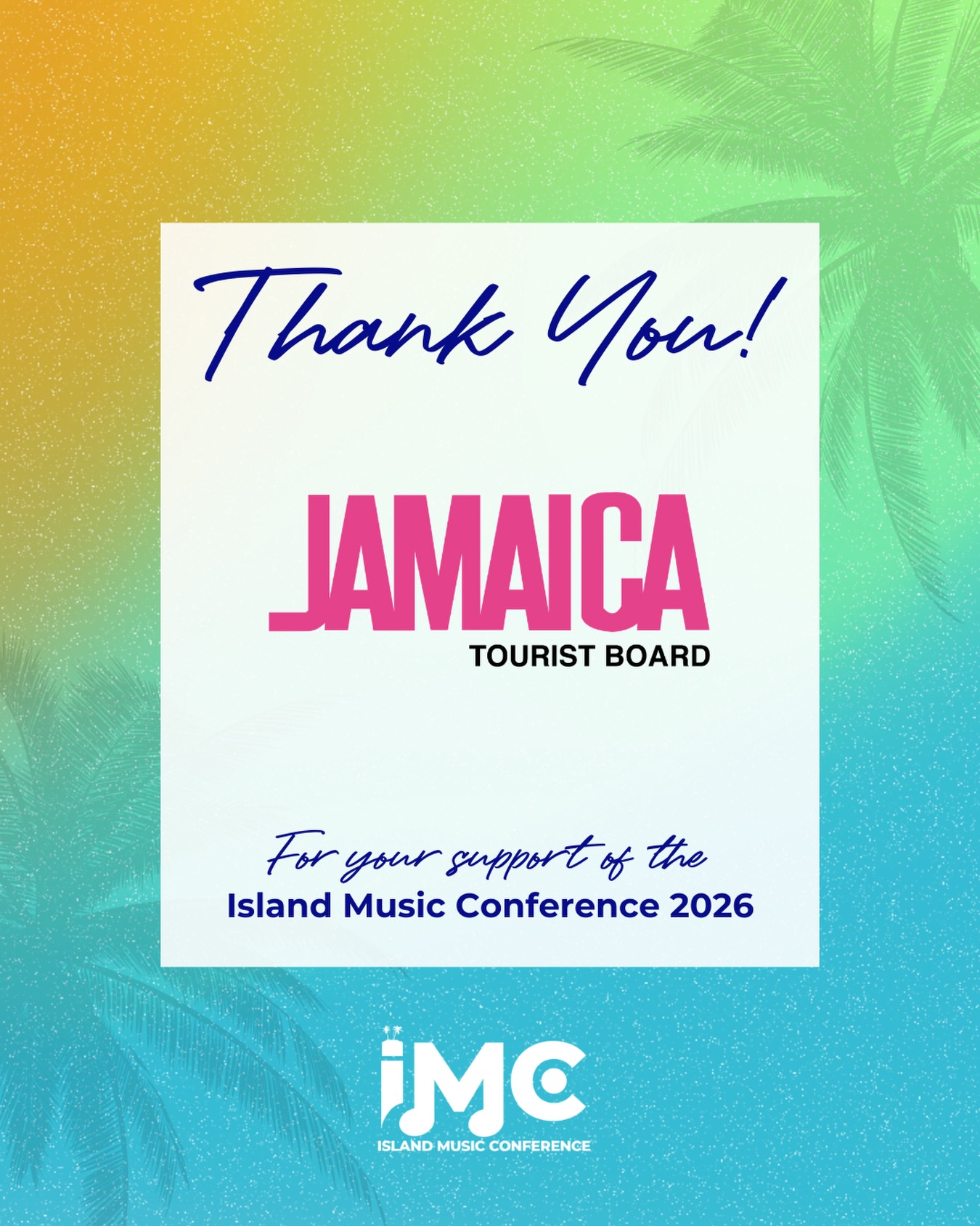 Thank you to the @visitjamaica Tourist Board for supporting Island Music Conference 2026 and helping position Jamaica as a global hub for music, culture, and creativity.
We appreciate the partnership.
#IslandMusicConference #IMC2026 #JTB #VisitJamaica