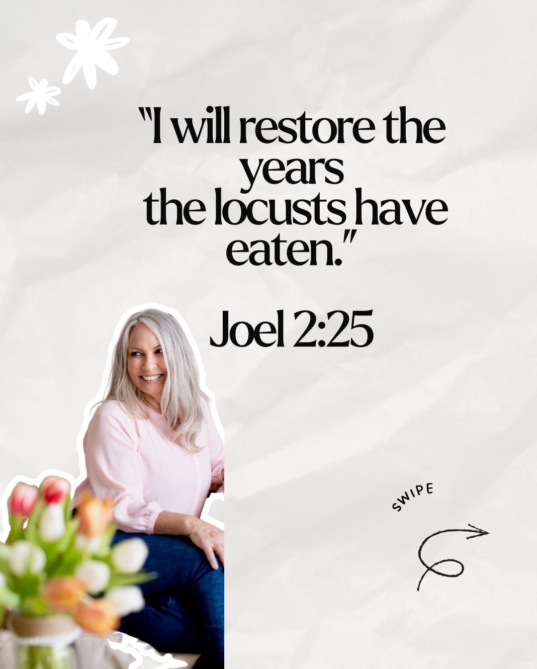 I love Joel 2:25.
But the promise isn’t time travel.
The Hebrew word is “shalem”
“to make whole”
to settle what was fractured,
to complete what was broken.
God doesn’t erase the years.
He makes them whole.
You and I may not get our old innocence back.
Or our old bodies
Or the version before the disappointment.
We get wisdom.
Discernment.
Strength we didn’t have before.
The locust doesn’t get the last word.
God does.
Shalem.
#gritandgrace #midlife #flourish