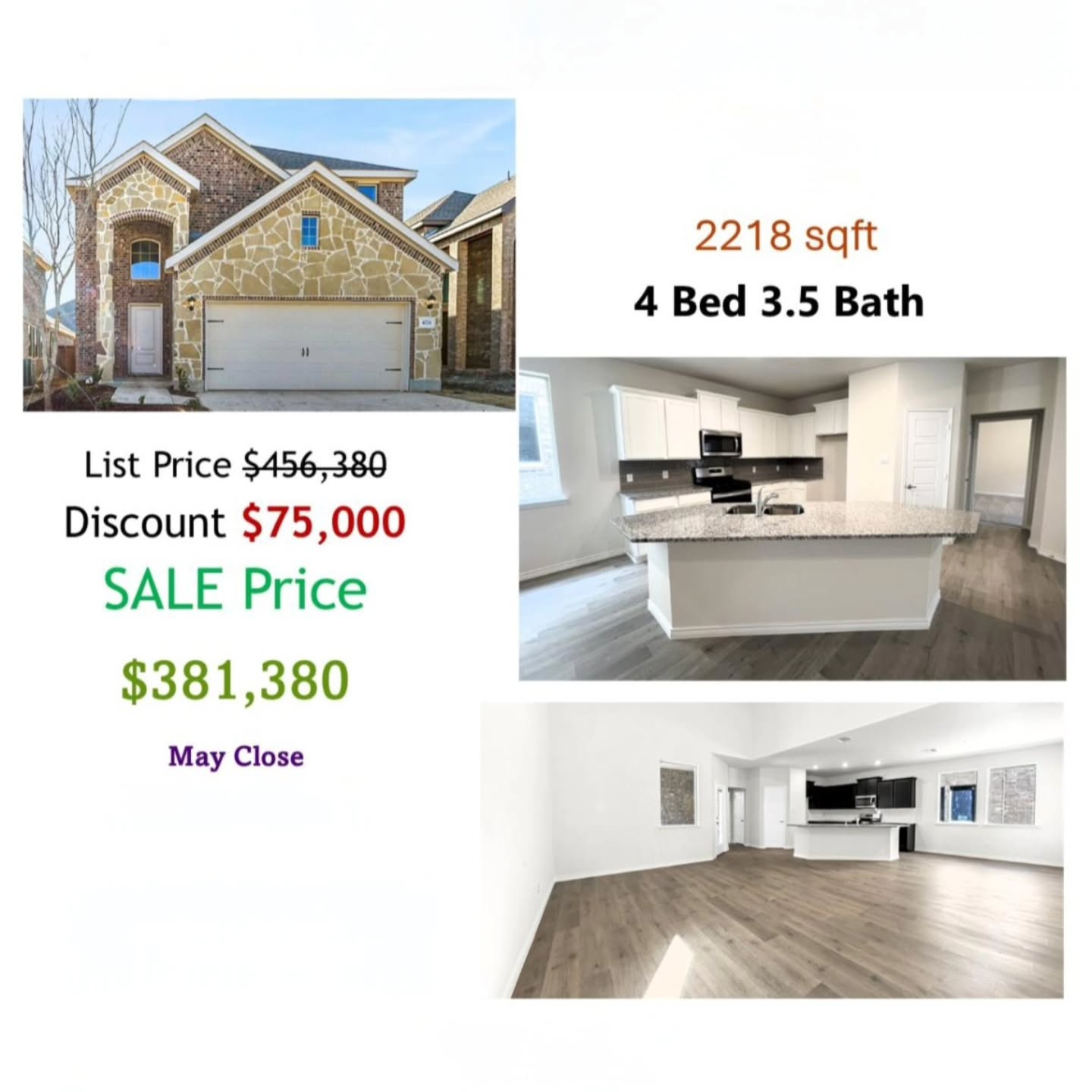 HUGE DISCOUNTS on BRAND NEW HOMES in CELINA, TX:
⭐️ $75k OFF THE SALES PRICE
⭐️ $10k TOWARDS CLOSING COSTS
⭐️ RATES AS LOW AS 3.875%
⭐️ FREE FRIDGE, WASHER, DRYER, BLINDS, GUTTERS
www.KUFERBERG.com