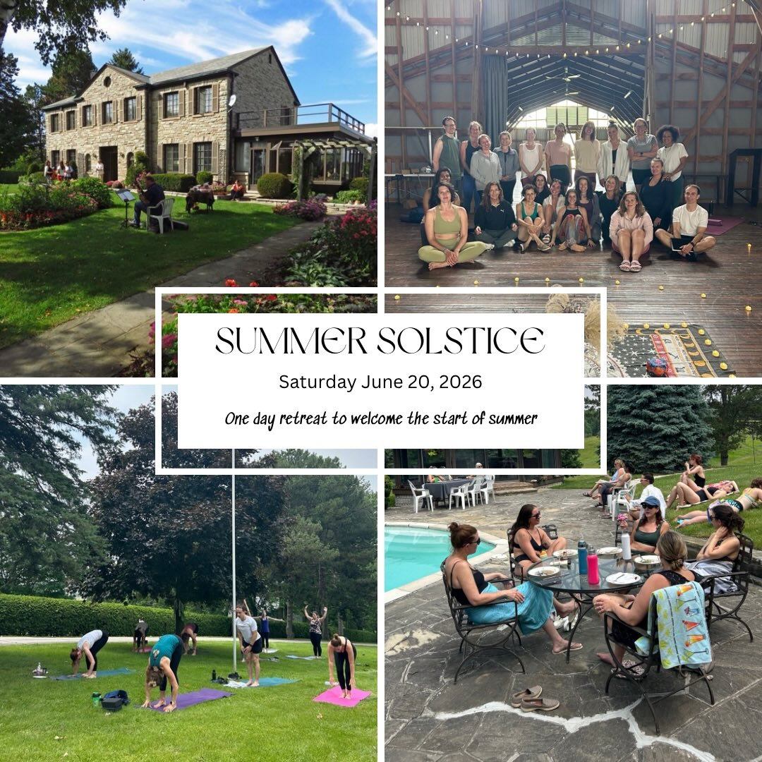 🌟 The light is officially returning! We’re springing forward our clocks this weekend, and inching closer towards the seasonal change.
SO - it’s time to mark your calendar for our 3rd annual, One Day Summer Solstice Retreat - Saturday June 20 …. Yes, it really will be summer again 😉
As the longest day of the year, the Summer Solstice is a time of abundance, vitality, and illumination—a potent invitation to pause, reflect, and realign with nature’s rhythms. Across cultures, this day has long been a sacred celebration of light, growth, and renewal—a moment to honor the sun’s life-giving energy and our own inner radiance. And to do it in community it pure magic 💫 I hope you’ll join us !
RETREAT DETAILS :
📅 When: Saturday, June 20, 2026 | 9:00 AM - 5:00 PM
📍 Where: Sherwood Farm | 12485 Concession 7, King City, ON
@sherwoodfarmretreat
What’s Included:
☕️Welcome Tea/Coffee & Snacks
2 Movement Practices:
🔥Yang Practice: 108 Sun Salutations to celebrate the solstice (with plenty of modifications available)
💤Yin Practice: Deep Stretching + Guided Meditation
🍒Home cooked vegetarian/plant-based lunch
➕Full-day access to Sherwood Farm’s stunning property
SAMPLE SCHEDULE:
9:00 AM – Arrival, Welcome Tea/Coffee & snacks
9:30 AM — Opening Circle
10:00 AM – Yang Practice: 108 Sun Salutations
12:00 PM – Lunch & Free Time (enjoy the pool, forest walks, or relaxing around the property)
2:15 PM – Yin Practice
4:00 PM – Closing Circle
5:00 PM – Departure
.
Reach out for details or to register - madifruitman@gmail.com
.
🐦 Early bird special IS ON until April 20 ! Only $199 now.
Details here - https://www.madisonfruitmanyoga.com/summersolsticeyogaretreat
.
.
.
.
.
.
.
.
.
#YogaRetreat #YogaToronto #SolsticeYoga #TorontoYoga mindfulmovemen