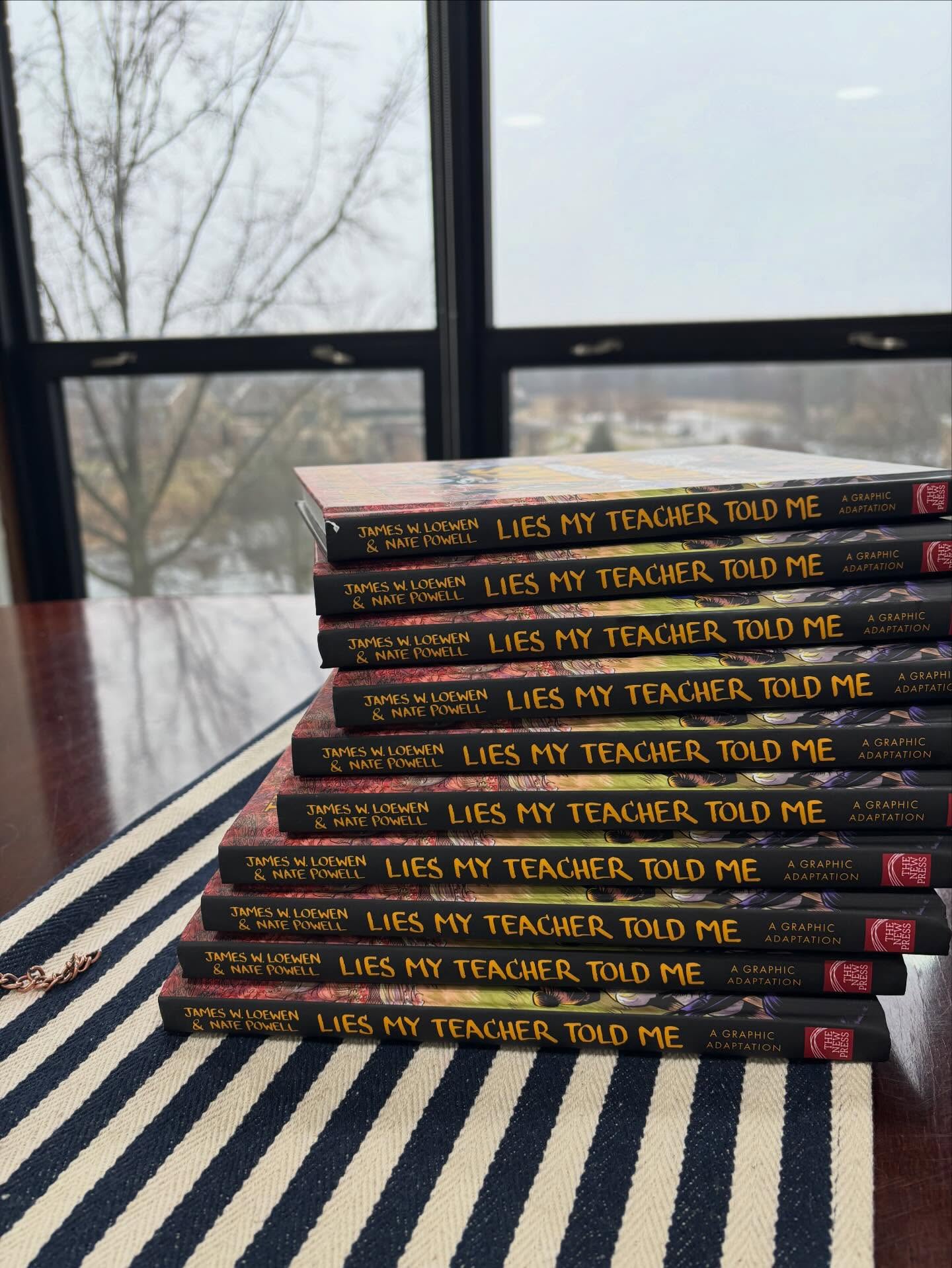 We’re handing out books to our students today for our “Lies My Teacher Told Me” book club we’re hosting in preparation for @seemybrotherdance’s visit to Cleveland in a few weeks when we hope the weather won’t be so gloomy!