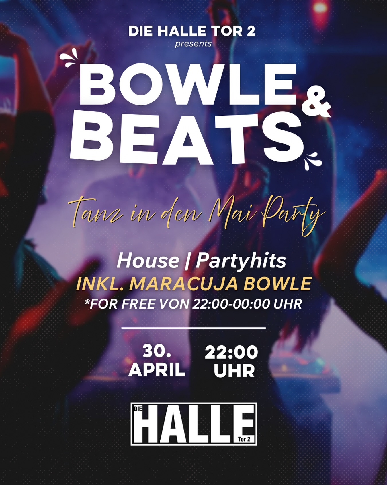 Bowle & Beats - Tanz in den Mai🕺🌸🪩
Der Name ist = Programm - wir bieten Euch 2h inklusive Maracuja Bowle trinken - as much as you want🧉🥰
*von 22:00-00:00 Uhr.
Wir freuen uns mit Euch in den Mai zu tanzen!🕺
🗓️ Donnerstag, 30.04.2026
*Reminder: der 01.05. ist ein Feiertag!
🕙 22:00 Uhr Open Doors
🧉 inkl. Maracuja Bowle
🎶 House | Partyhits
Unsere Early Bird Tickets sind stark limitiert.🎟️
🔗Link in Bio | get your Ticket now.