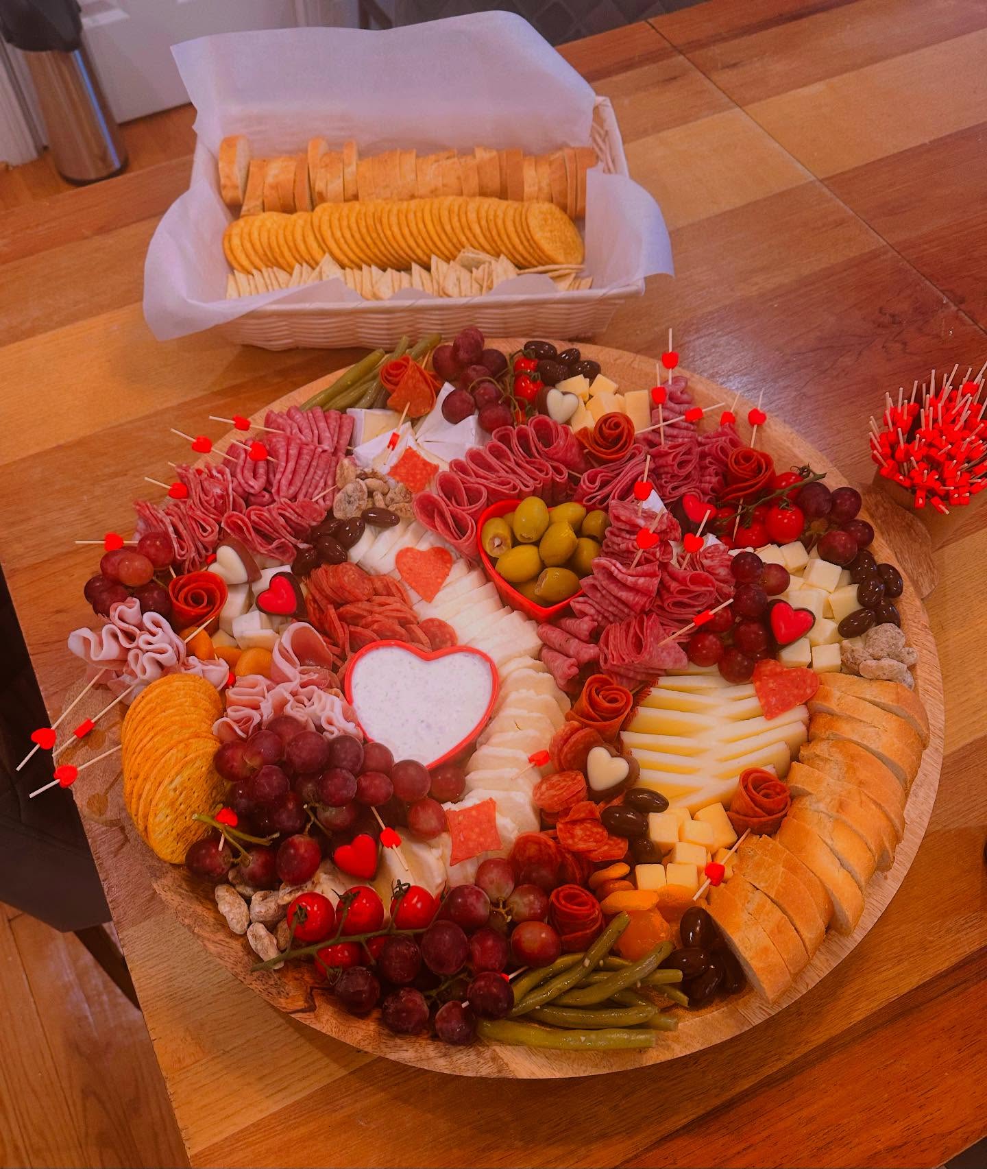 Lucky in love! We were so happy to help celebrate and engagement party tonight with our board. Didn’t get a picture of the homemade focaccia, but our dill dip and pickled green beans brighten this red focused, love former charcuterie presentation.