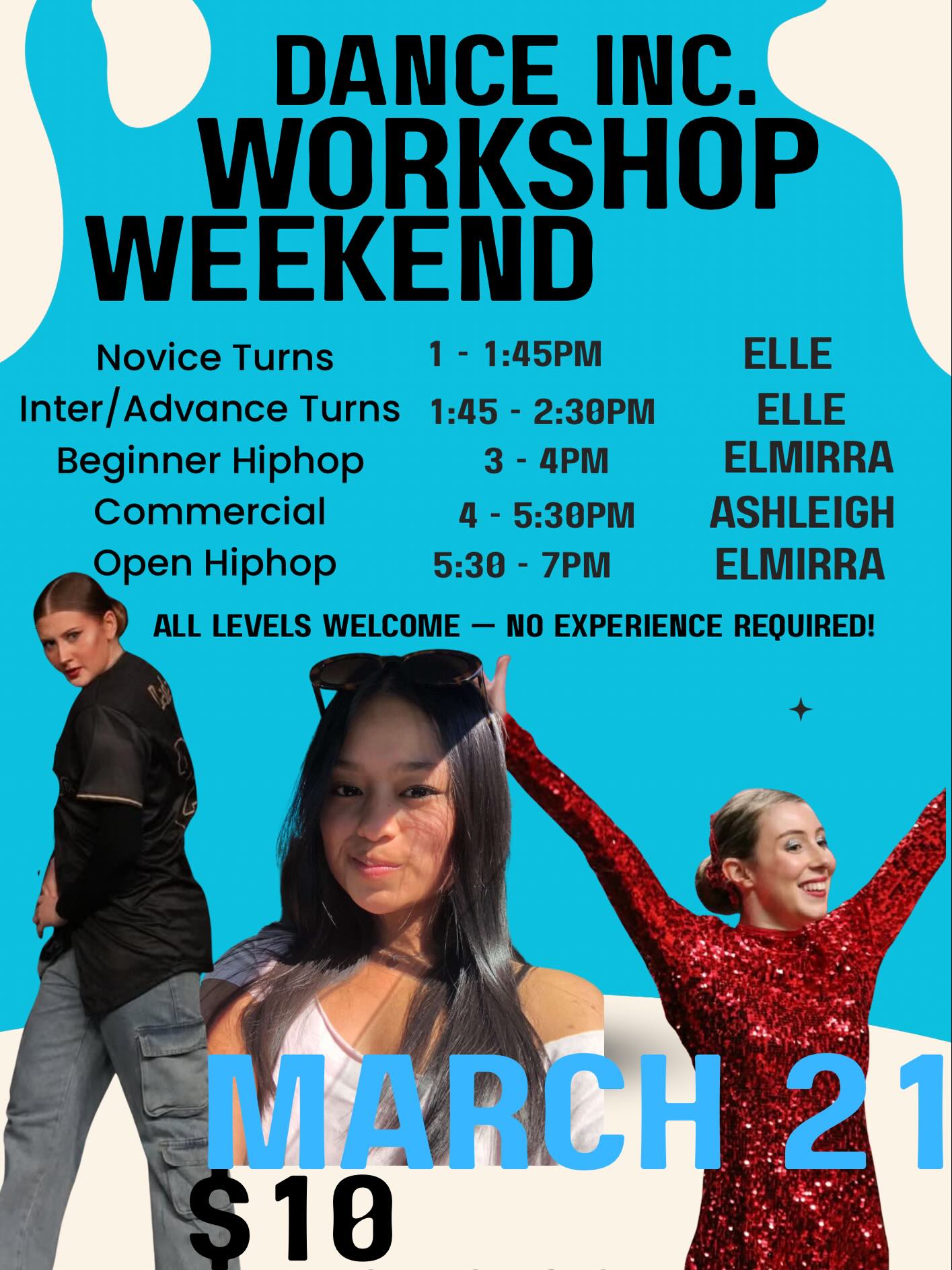 Introducing Dance Inc. Workshop Weekends 💎
Book here: https://form.jotform.com/260561390305047 or via the link in our bio
We are so excited to introduce our new extension program with monthly workshop weekends 💙 open to everyone, non members included!
These weekends will include workshops that will introduce new styles, refine skills, opportunities to work your dance ability outside your current level and learning beyond your classroom routines 💎
Each month will introduce a few new choreographers, styles and teachers with the opportunity to learn from the best as well as internal teachers.
This month workshops are at a special price of $10 each and we would love to have you join us 💎