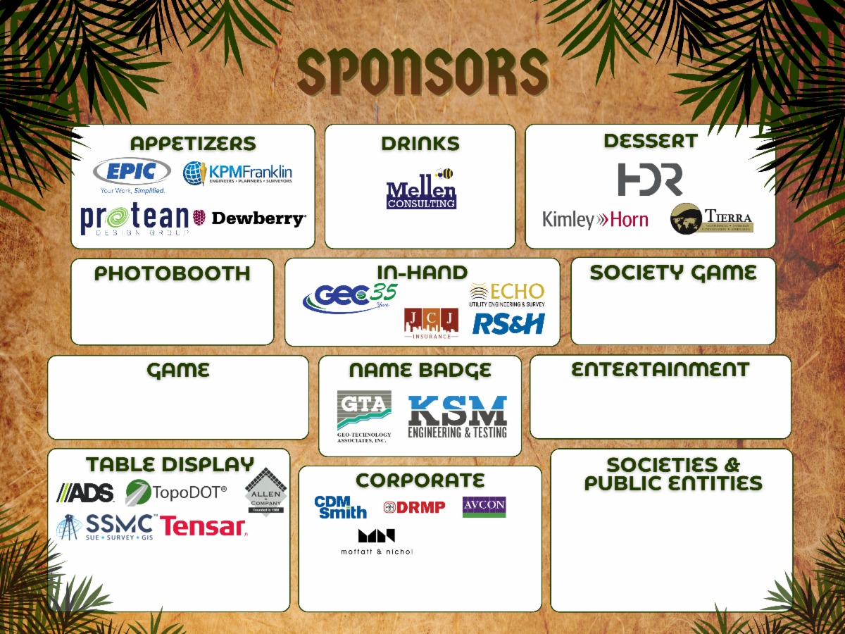 Icebreaker sponsorships are now open! Join us at the Orlando Science Center on May 21st, 2026 as an Icebreaker Sponsor! Sponsors receive attendee tickets (amounts vary per sponsorship level), company logo on all graphics including at the event, email, website, social media, etc. and so much more. If you would like to sponsor, please visit our link below:
tinyurl.com/2026ICEBREAKER
Thank you to our current 2026 Sponsors!
Geotechnical and Environmental Consultants, Inc.
JCJ Insurance
ECHO
RS&H
EPIC
KPM Franklin
Protean
Dewberry
Mellen Consulting
HDR
Kimley Horn
Tierra
GTA
KSM
ADS
TopoDOT
SSMC
Tensar
Allen & Company
CDM Smith
DRMP
AVCON
Moffatt & Nichol