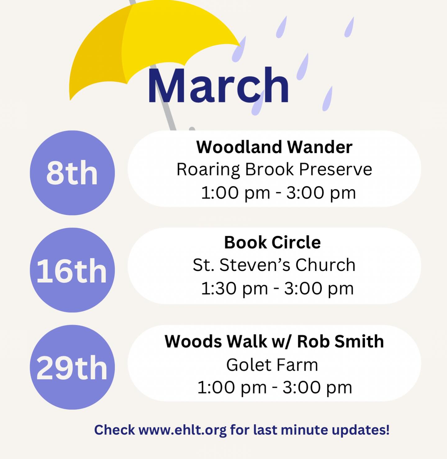 As it turns to Spring, we hope you can join us for some events!