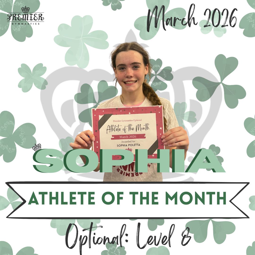 🌈 March Athletes of the Month! 🍀
We’re so proud of these girls for their hard work, great attitudes, and dedication in the gym. Keep it up, girls! 🌟
👑 Optional: Sophia
👑 Xcel: Payton
👑 Compulsory: Chloe
👑 PreTeam: Emilia
🌷 School Age: Leile
🍀 Preschool: Gianna
Keep showing up, working hard, and wearing those crowns high! 👑🤍
#PremierGymnastics #AthleteOfTheMonth #GymnastStrong #PremierProud #GymnasticsFamily