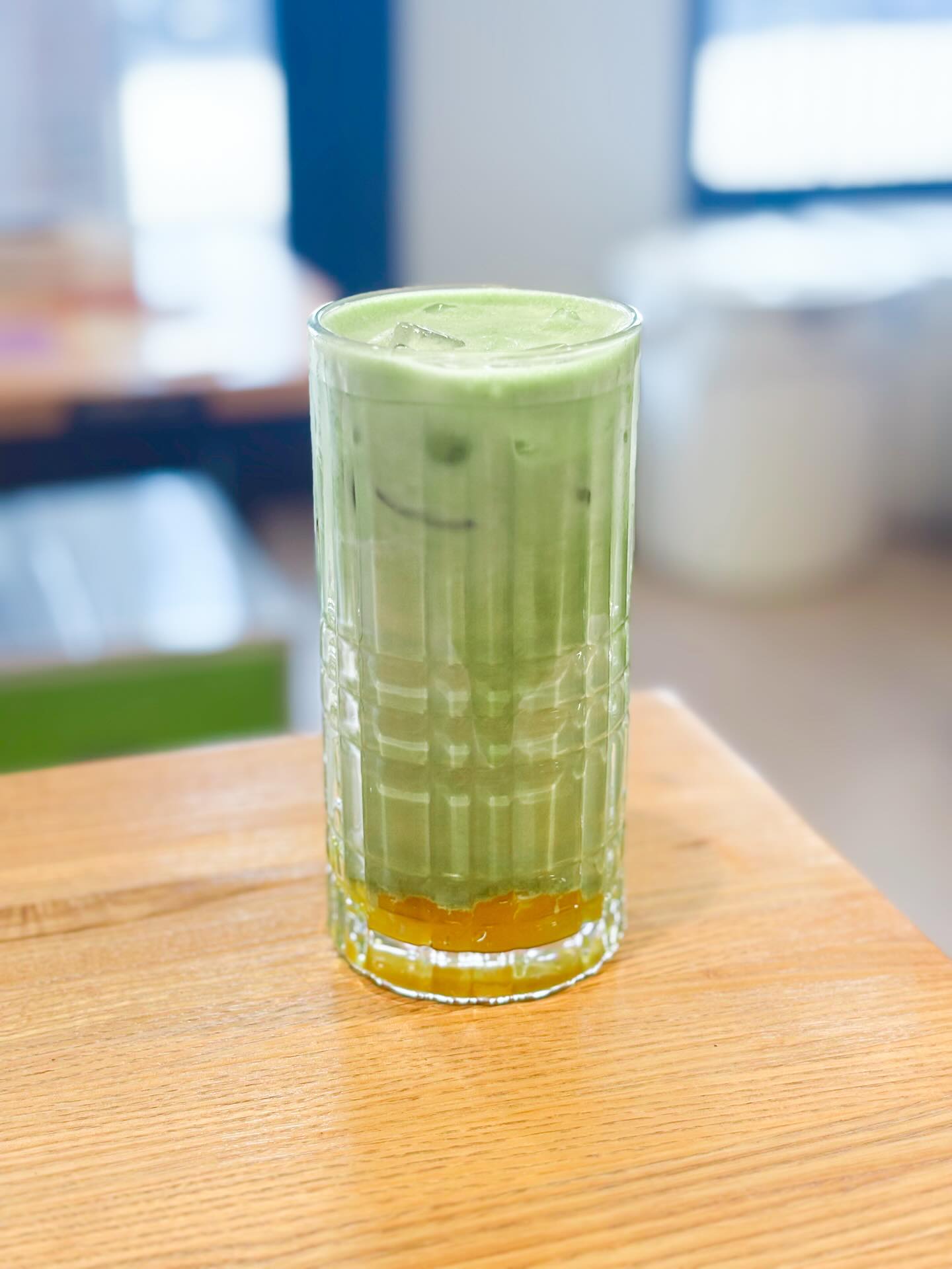 MANGO MATCHA. Bringing tropical energy to your everyday ritual. With a house made mango purée, this will have you dreaming of vacation 😎🍵🥭🏝️☀️