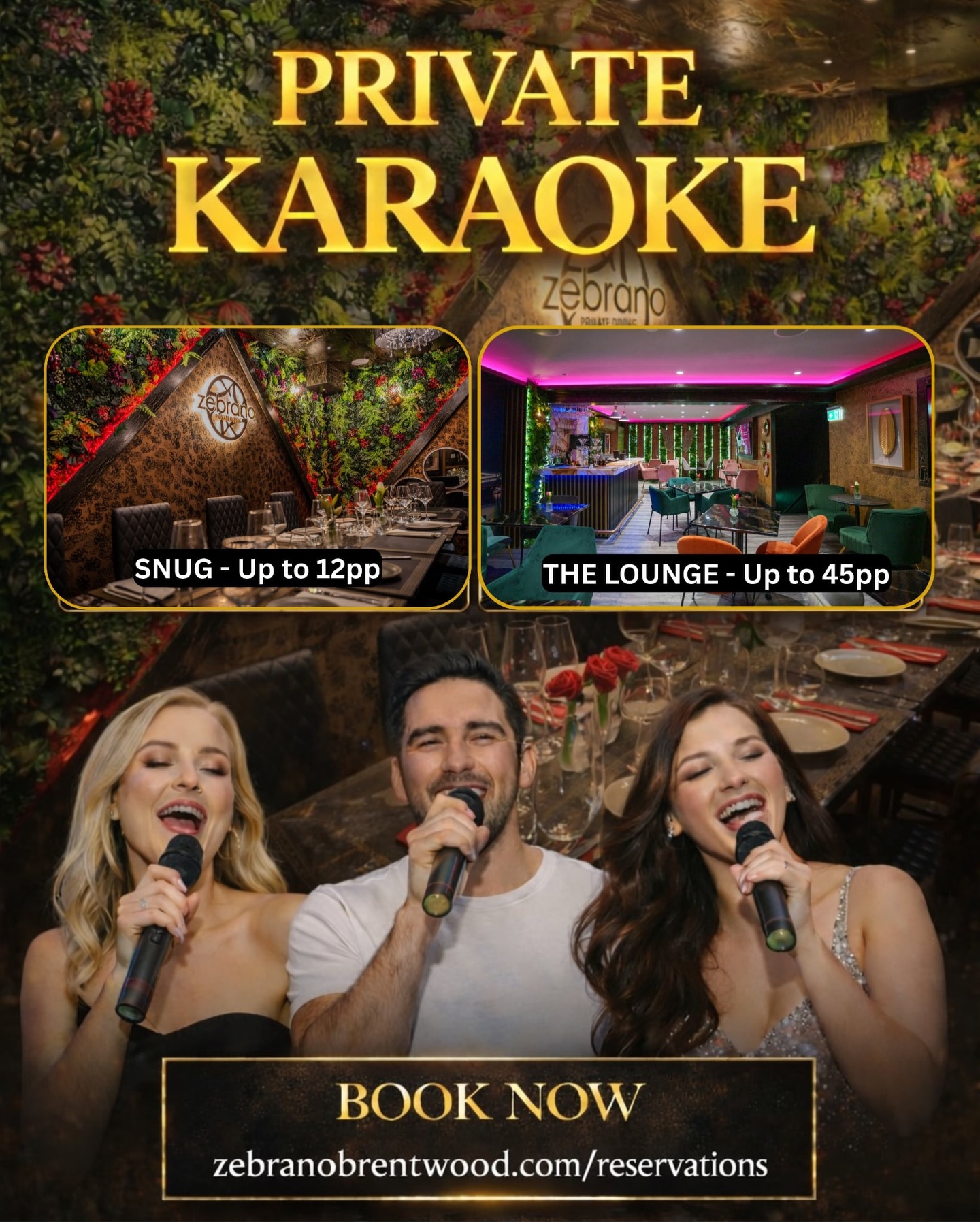 Host your next celebration in our private karaoke rooms – perfect for birthdays, parties & special moments.
🎤 The Lounge (up to 45 guests)
🎤 The Snug (up to 12 guests)
Sip, sing & celebrate with great food, drinks and your favourite people! 🍾🎶
🔗zebranobrentwood.com/reservations
#karaokeroom #karaokeinessex #privatekaraoke #karaokenight