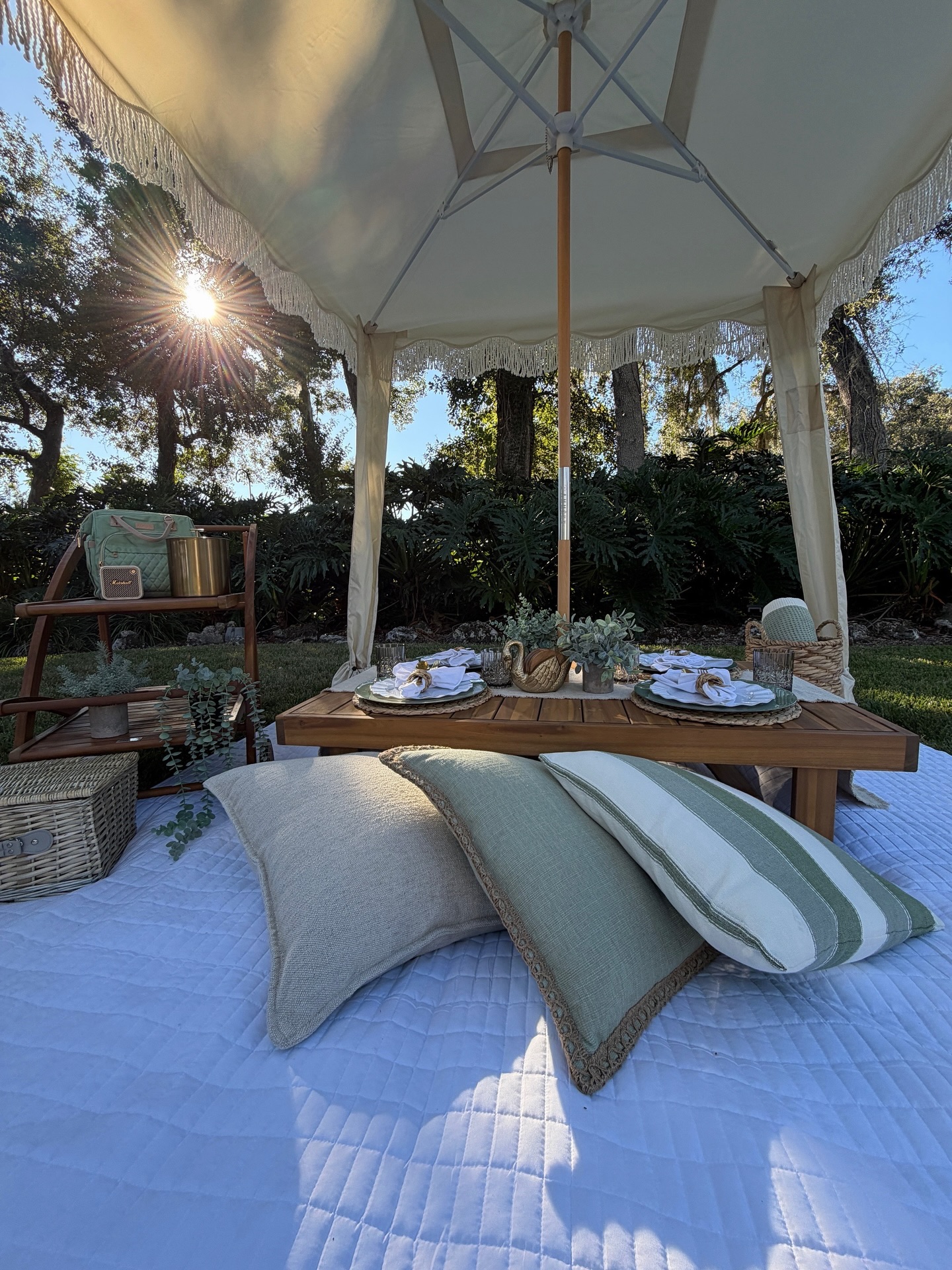 A luxury picnic setup on Anna Maria Island designed with calming sage tones, warm wood accents, and layered textures.
This Anna Maria Island picnic was styled to feel cozy, elevated, and full of thoughtful details. From the soft textiles to the natural wood elements, every piece was chosen to create a serene and joyful atmosphere.
If you’re looking for an Anna Maria Island picnic setup for a birthday, proposal, bachelorette celebration, anniversary, or watching the sunset, this sage-inspired design is the perfect coastal touch.
We specialize in luxury picnic setups on Anna Maria Island, handling delivery, styling, and breakdown so you can simply arrive and enjoy.
#annamariaisland #beachpicnic #luxurypicnic #picniccompany #ami