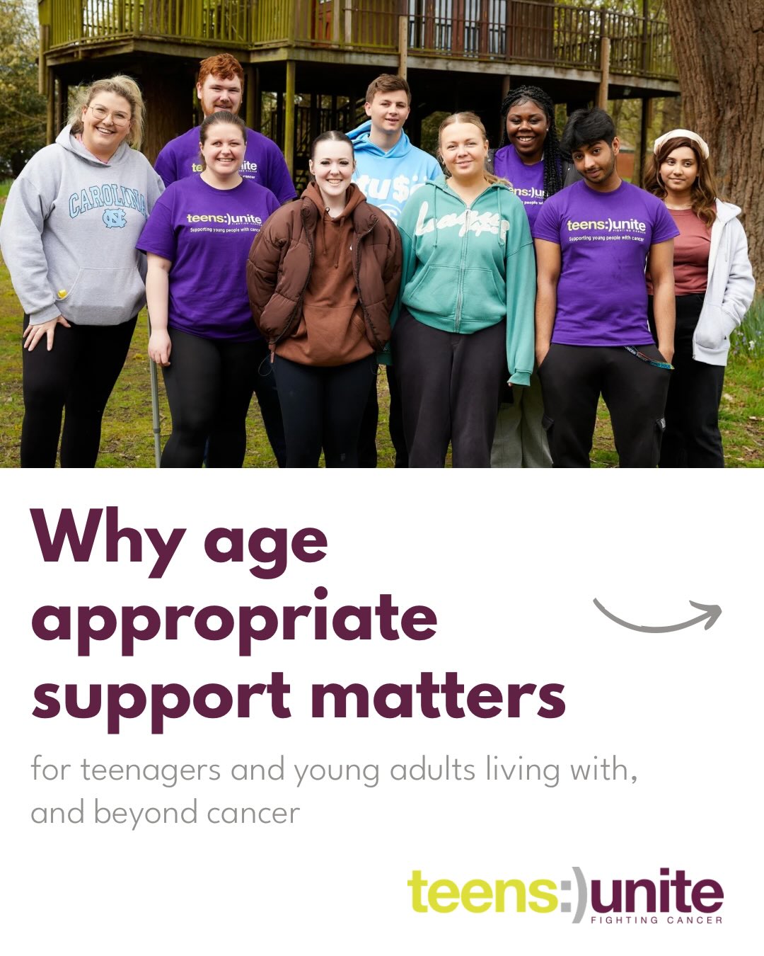 Being a teenager or young adult is already full of big changes - figuring out who you are, building friendships, starting work or studies, and dreaming about the future. Facing cancer on top of that can turn everything upside down. Suddenly, milestones you expected to hit feel out of reach, and it can be incredibly isolating when it feels like everyone else your age is moving forward with their lives.
This is why emotional and social support tailored for young people is so important, as they overcome challenges that are unique to their stage of life - things like changes in appearance, school or career disruptions, and missing out on key milestones that are so often taken for granted.
At Teens Unite, we help young people connect with others who truly get what they’re going through. Together, they regain their confidence, rebuild their lives after a diagnosis, and make up for the experience’s cancer might have taken from them.
That’s why a dedicated facility is needed, to meet the specific needs a young person needs to thrive beyond their diagnosis. You can help give more young people the support they need. Every donation brings us closer to making sure no teenager or young adult faces cancer alone.
Please tap the link in our bio to make a life changing difference for those in need of our support💚💜
#livingwithcancer #cancersupport #teencancer #youthcancer #tya