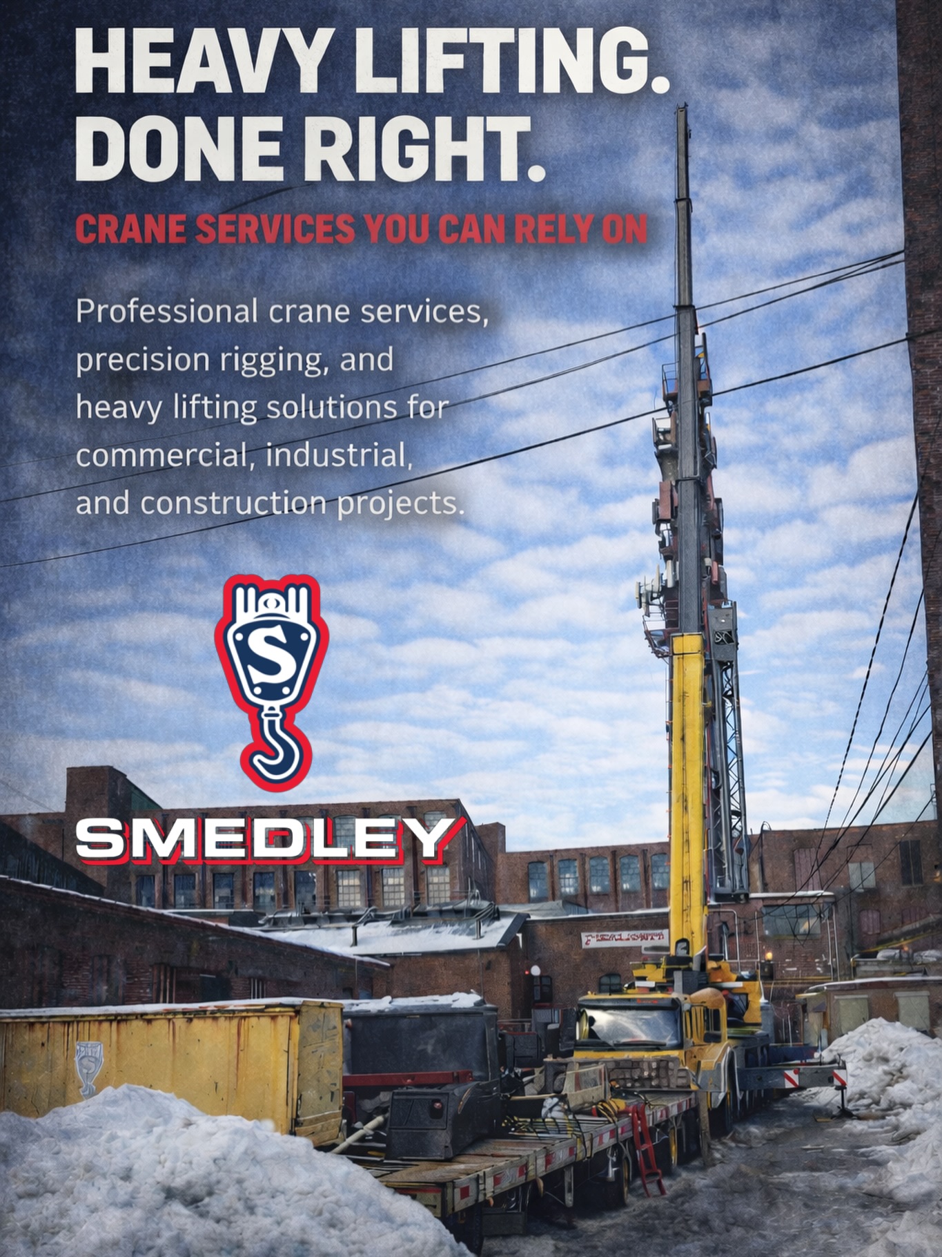 When the job calls for serious lifting, Smedley Crane & Rigging delivers.
We provide professional crane services, precision rigging, and heavy lifting solutions for commercial, industrial, and construction projects. Built for complex lifts, tight sites, and jobs that require experience.
Reliable equipment. Skilled operators. Safe lifts.
📞 203-315-6066
🌐 www.smedleycrane.com
#CraneService #HeavyLifting #RiggingServices #CraneCompany #ConstructionIndustry