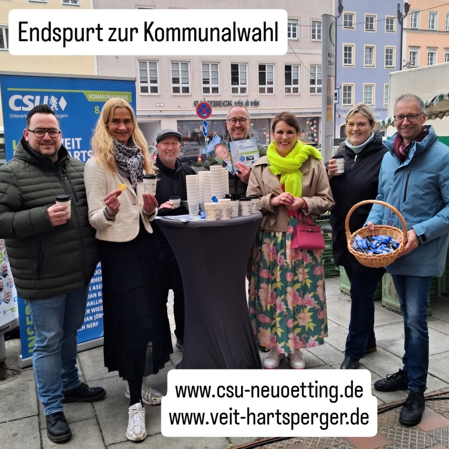 CSU Neuötting – Endspurt zur Kommunalwahl am 8. März! 💙
Infostand am Wochenmarkt auf dem Stadtplatz – mit guten Gesprächen und bester Laune. Danke für den tollen Austausch!