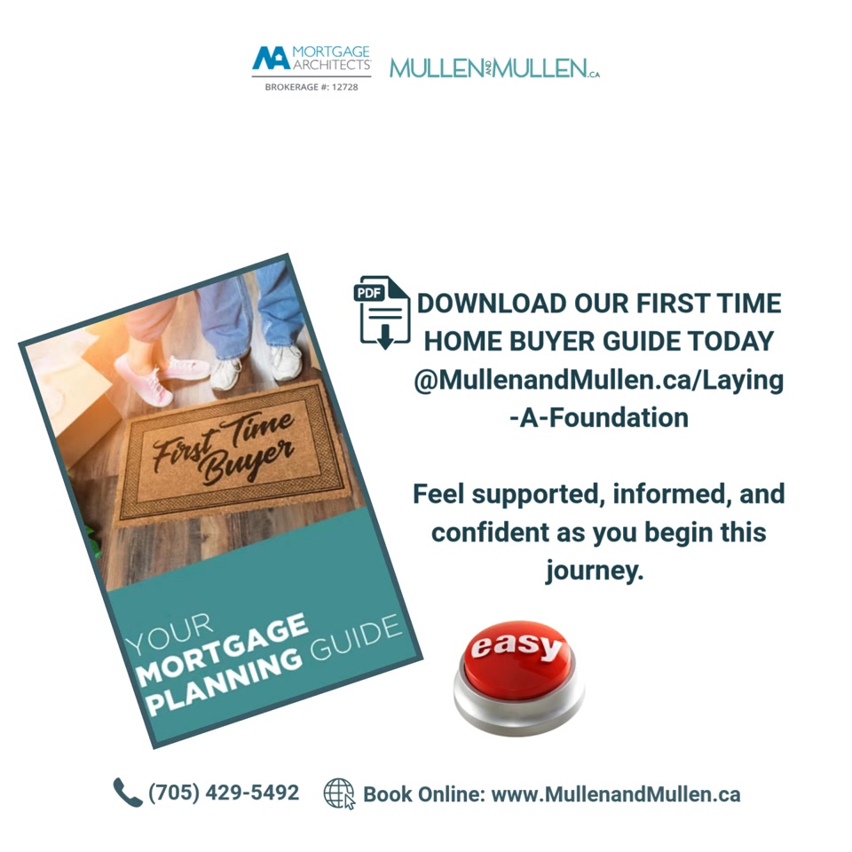 🏡 Buying your first home is a big milestone — and a big life moment.
It’s exciting, emotional, and often filled with questions… and that’s completely okay.
We excited to present to you our First-Time Home Buyer Guide, created to help you feel supported, informed, and confident as you begin this journey. Your mortgage is one of the most important financial decisions you’ll ever make, and we believe it should fit not just your numbers — but your life today, and where you’re headed tomorrow.
Inside the guide, we walk you through what to consider before you buy, so you can move forward with clarity, confidence, and peace of mind.
DOWNLOAD TODAY AT:
www.mullenandmullen.ca/laying-a-foundation
💡 Plus, we are always here to discuss your options that can make homeownership more achievable. Let’s chat about:
• Purchase Plus Improvement mortgages to help turn a house into a home
• 30-year amortization options (when eligible) to help you qualify and keep monthly payments more comfortable
Whether you’re buying your first home, growing your family, navigating change, or planning your next chapter — we’re here to guide you every step of the way.
Give us a call to get pre-approved before you start shopping this Spring, so you can focus on homes you truly love, knowing what’s possible.
MORTGAGE ARCHITECTS, BROKERAGE #12728
#FirstTimeHomebuyers #PurchasePlusImprovement #LifesMoments #MullenandMullen #WasagaBeach #Clearview #MortgageArchitects