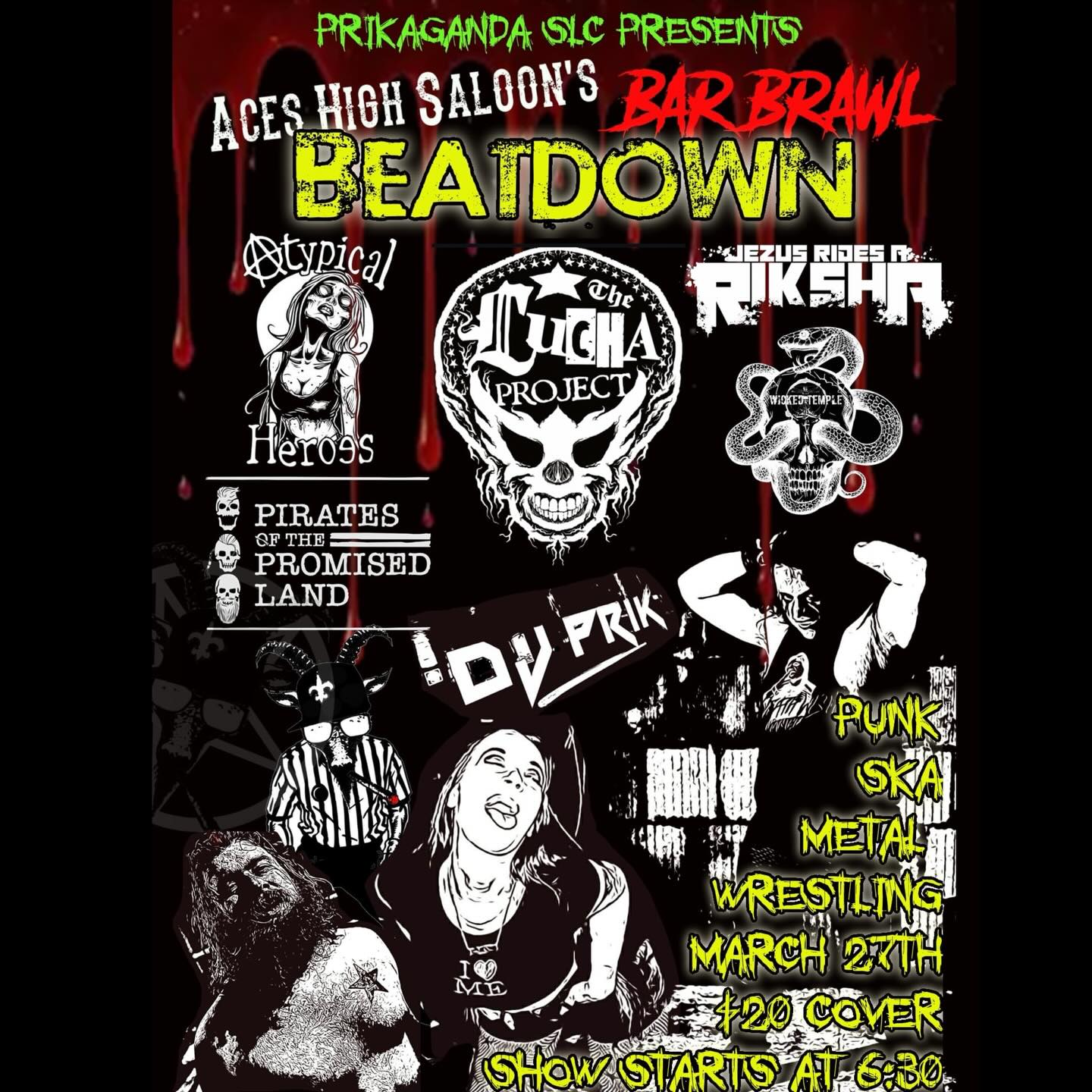 Punk vs. Ska vs. Metal vs. WRESTLING!!! Bar brawl style. This is gonna be nuts! See you March 27th. 🤘🏻