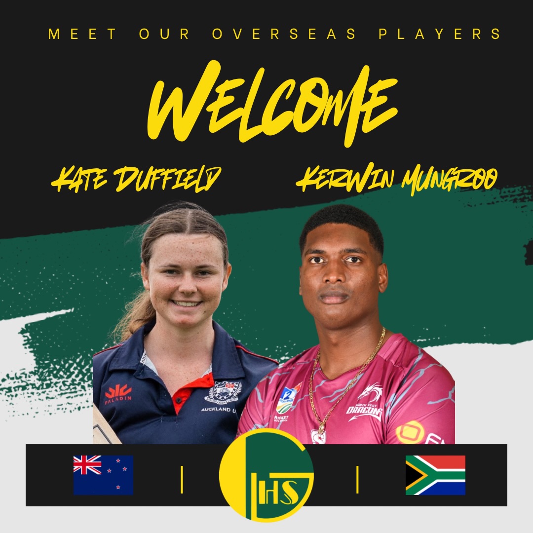🇳🇿 Overseas Announcement 🇿🇦
We are delighted to officially announce and welcome our Men’s and Women’s Overseas players for 2026, Kerwin Mungroo and Kate Duffield.
Standing at a towering 6’6”, Kerwin is a talented fast bowler from Durban, South Africa. A regular new ball bowler for the North West province in CSA Division 1, he has over 230 professional wickets to his name. Kerwin has extensive experience of UK conditions including a 40-wicket season in the Lancashire league 💪🏻
An all rounder (bat/off spin), Kate is currently having a successful season captaining Auckland U19s whilst scoring a century for them in the National Championships as well as representing Auckland A and training within their academy setup. Kate will be in the UK for a second summer, having represented Doncaster Town in the Yorkshire Premier League in 2025 where she was in the leagues top 4 best batters and bowlers 🤩