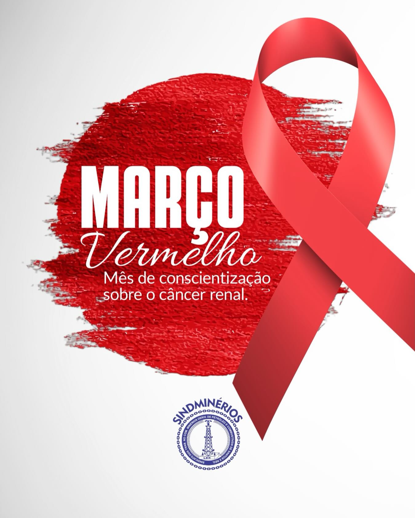 🔴 Março Vermelho 🔴
Mês de conscientização sobre o câncer renal.
O cuidado com a saúde começa com a informação e a prevenção. O câncer renal, muitas vezes silencioso em seus estágios iniciais, reforça a importância de exames periódicos e atenção aos sinais do nosso corpo.
Cuidar da saúde também é um direito do trabalhador.