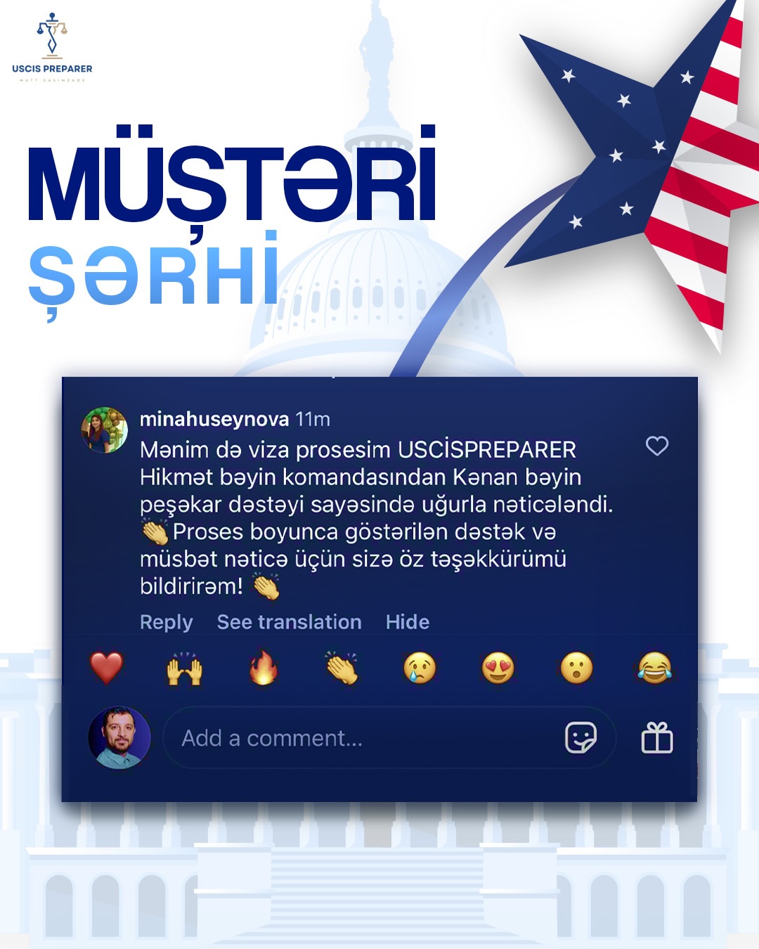 Uğurlu nəticə bir şans deyil, düzgün strategiyanın nəticəsidir.✅
Müştərimizin Amerika vizası təsdiqləndi 🇺🇸
Sən də prosesə hazırlaşmaq istəyirsənsə, suallarını bizə yaz, yol xəritəni birlikdə quraq.
#uscis #visa #usa🇺🇸 #keşfetteyiz #kesfet
