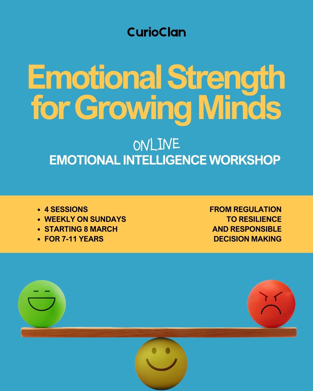 For parents who want their children to grow up confident, calm, and emotionally aware 🌱
Big feelings are part of growing up. The real skill? Learning how to understand them, regulate them, and respond with resilience.
Our Emotional Intelligence Workshop helps children (7–11 years) build:
✨ Emotional regulation
✨ Growth mindset
✨ Resilience after setbacks
✨ Confident decision-making
✨ Emotional agency
4 Sundays starting 8th March. Real tools. Lifelong impact.
Limited spots open, DM to register.
-
#lifeskills #globalworkshops #emotionalintelligence #modernparenting