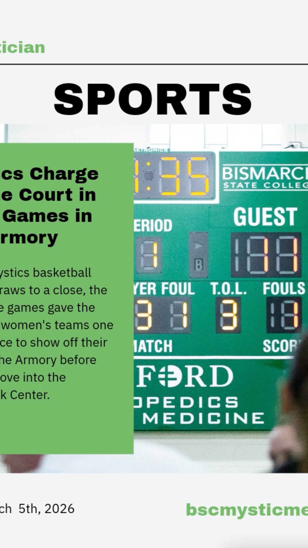 Read Kade's story on the last games in the armory building. More information in the newest issue of the Mystician.
You can find physical copies around any building on campus or find the online version at bscmysticmedia.
Photo by Clayton Sicble-Fox