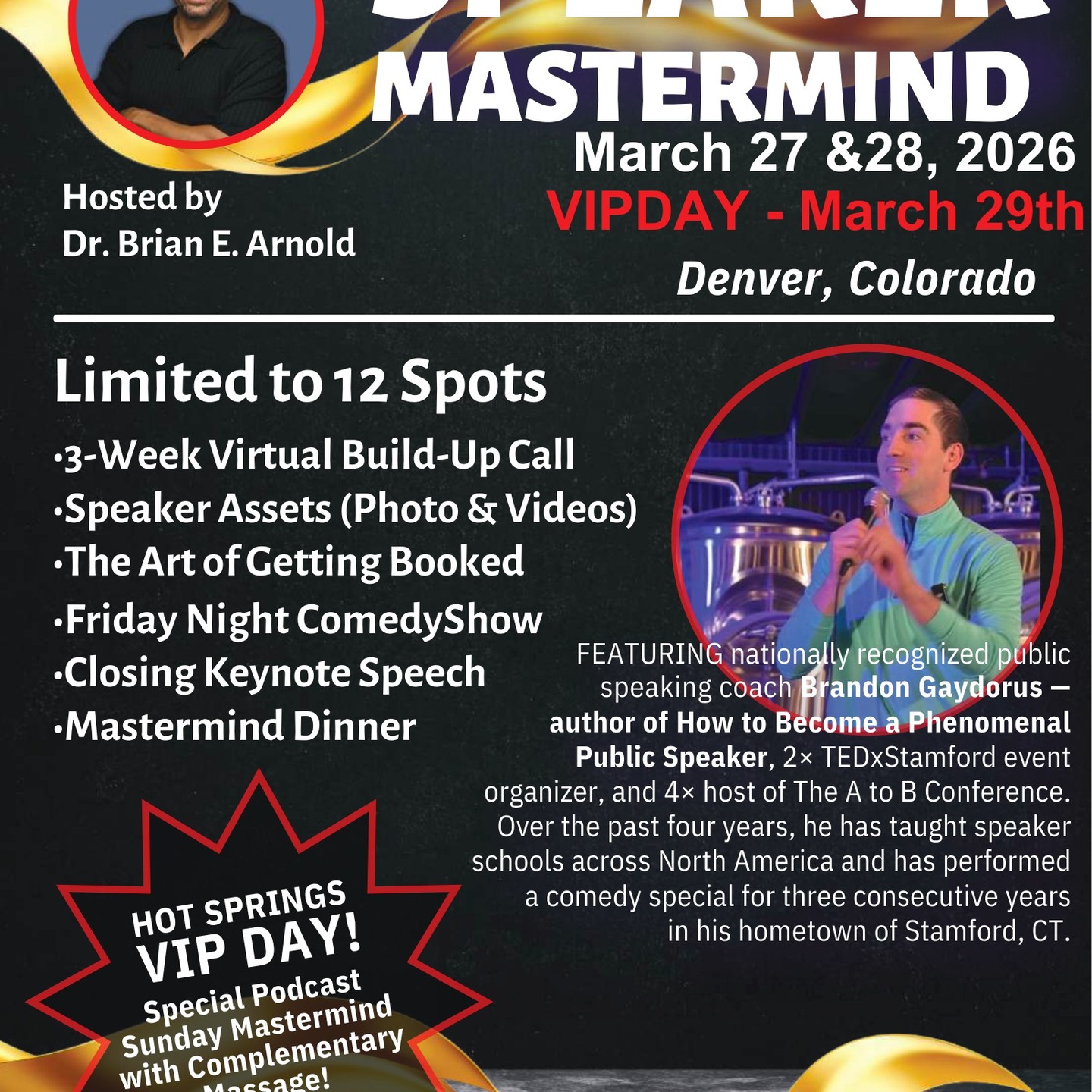 Hello everyone!
Are you open to speaking at a higher level this year?
If you’re serious about going to the next level this year, read this.
I’m gathering just 12 serious speakers in Denver, March 27–29, for a small, focused mastermind.
This isn't a big conference or a motivational weekend. This is a working room.
If you’re open to speaking at a higher level, if you want to get clearer on your positioning, if you’re ready to stop “wanting to speak” and actually build a speaking career… this is for you.
We’ll refine your message, strengthen how you show up on stage, talk strategy on getting booked consistently, and you’ll deliver your closing keynote.
Plus, @brandongaydorus will be joining us!
And for those looking for an even deeper dive, the VIP Day includes a podcast session, hot springs, and a complimentary massage.
This room is intentionally small, just 12.
If this feels aligned, take a look: 👉 https://drbspeakerschool.com
If you want to talk it through, book a call and let’s connect this week: 👉 https://bookwithbrian.us
#speaker#speakermaster #publicspeaking #denver #speaking#SpeakingCareer #denvercolorado